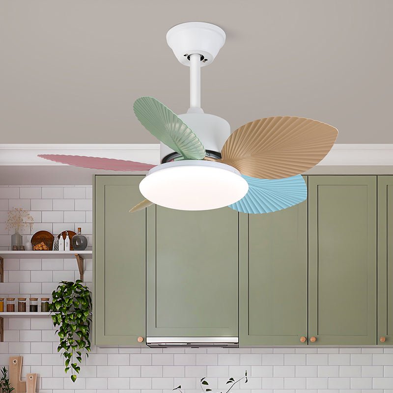 Liora Deckenventilator mit bunter Glasbeleuchtung, mit Fernbedienung