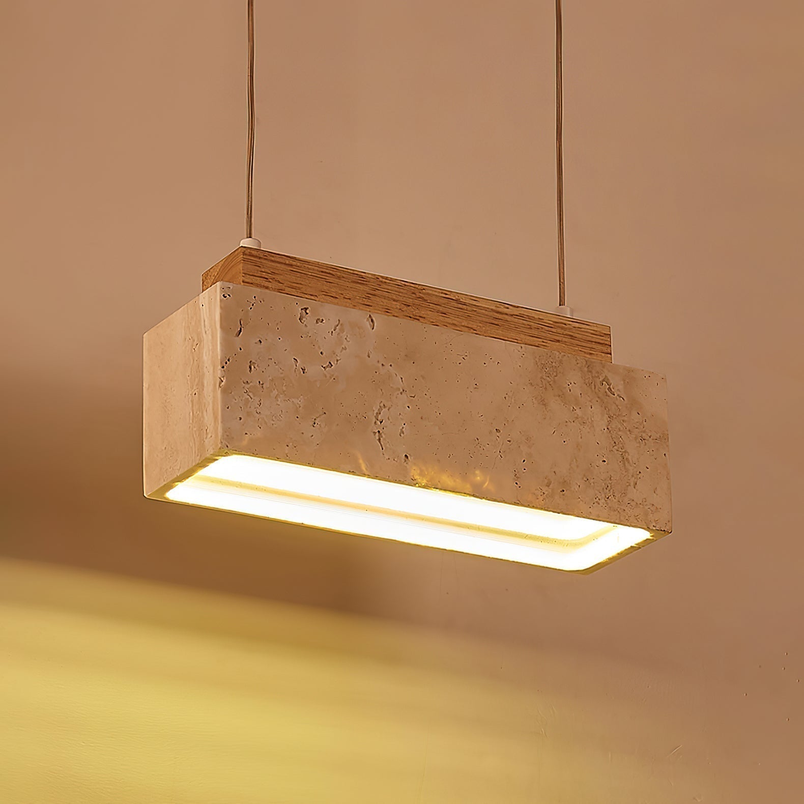 Ciraeila Rectangular Travertine Pendant Light - Neutralighting