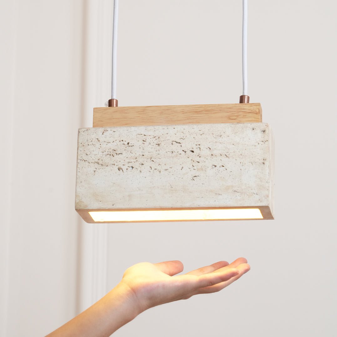 Ciraeila Rectangular Travertine Pendant Light - Neutralighting