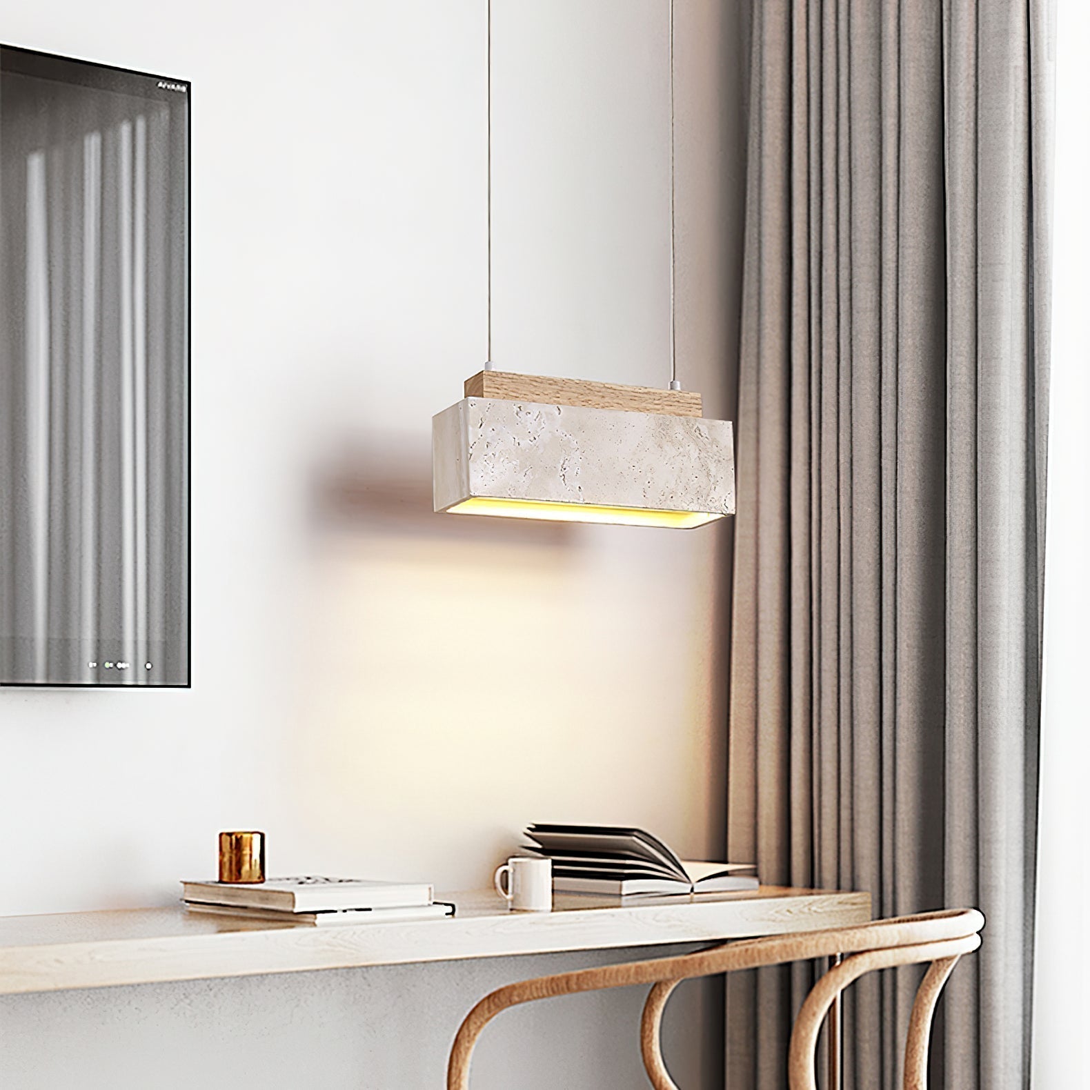 Ciraeila Rectangular Travertine Pendant Light - Neutralighting