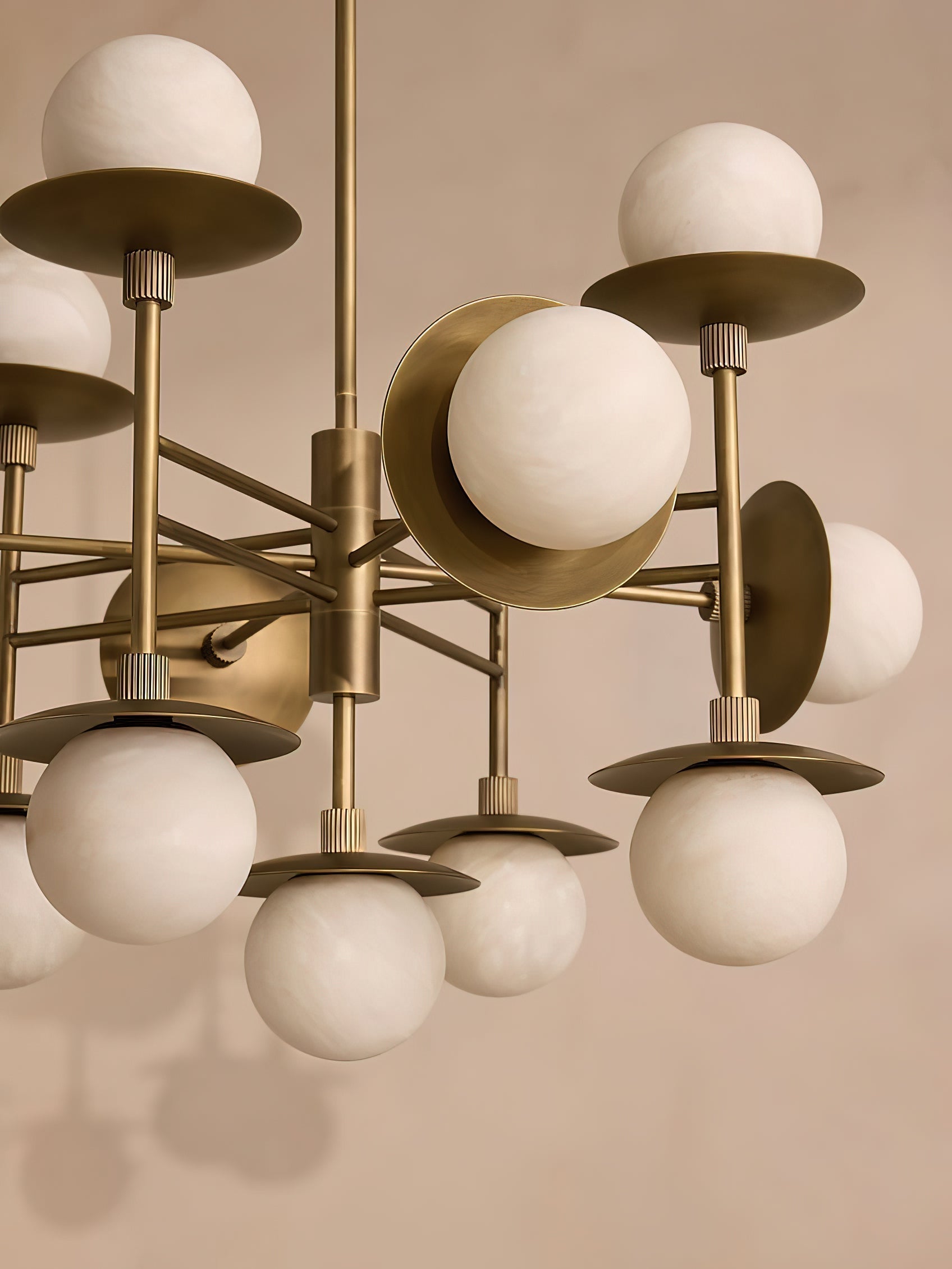 Xenon Vintage Industrial Brass Metal Alabaster Chandelier - Letslighting