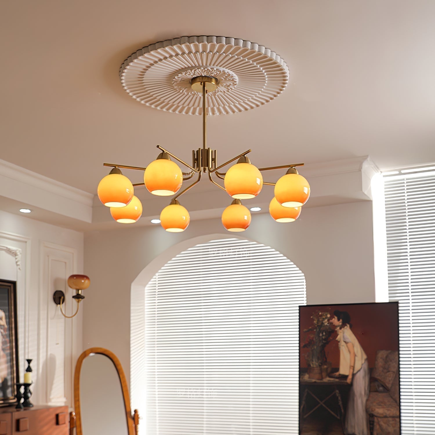 Lustra Kronleuchter Messing Karamell Globus Minimalist-Letslighting