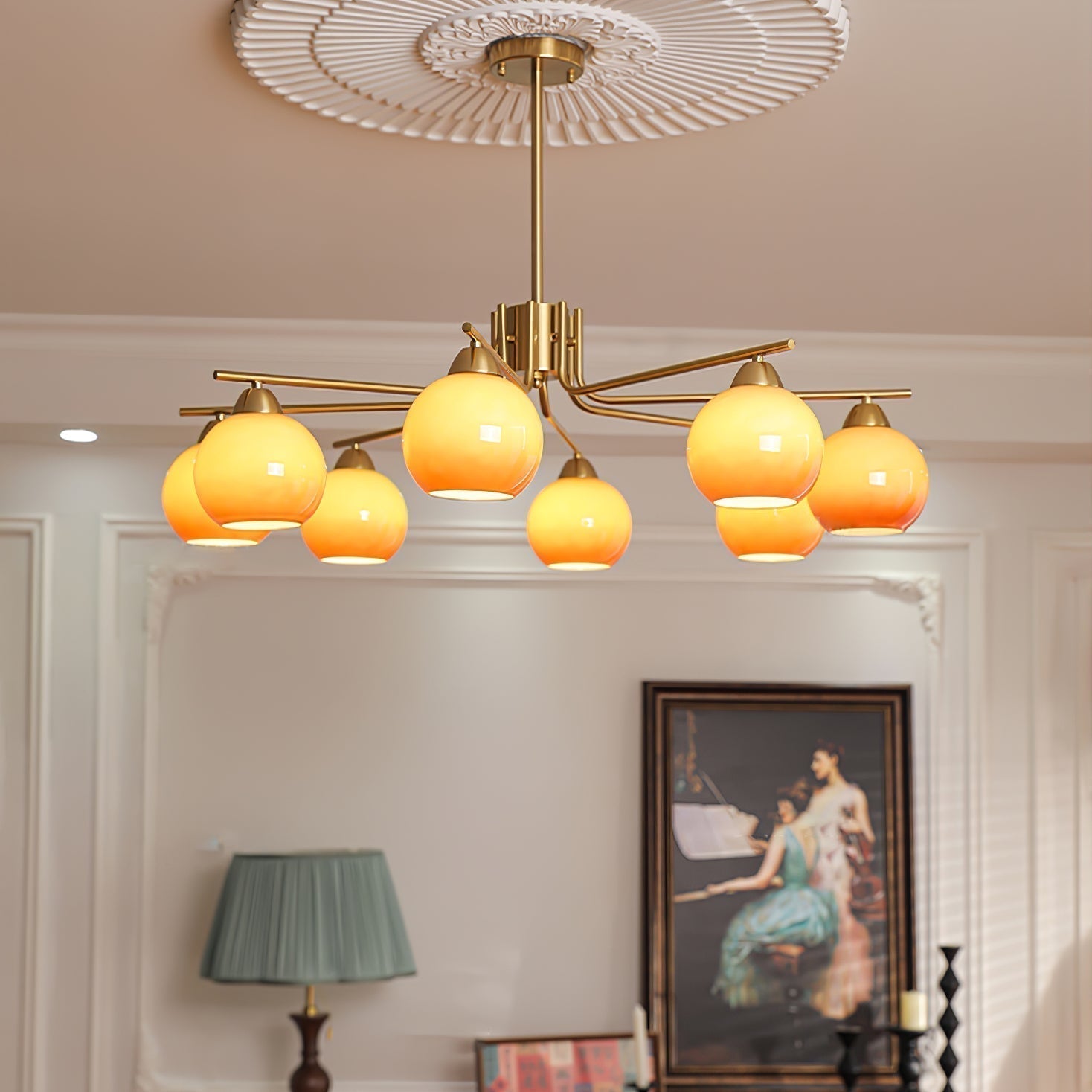 Lustra Kronleuchter Messing Karamell Globus Minimalist-Letslighting