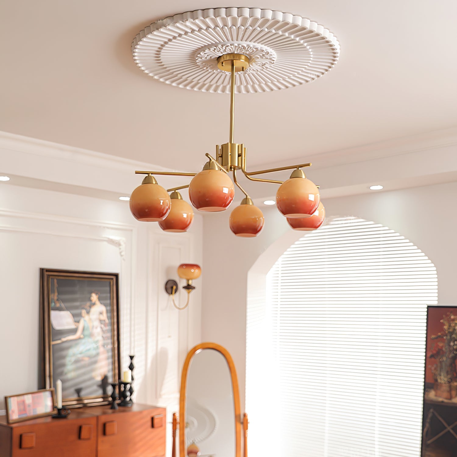Lustra Kronleuchter Messing Karamell Globus Minimalist-Letslighting