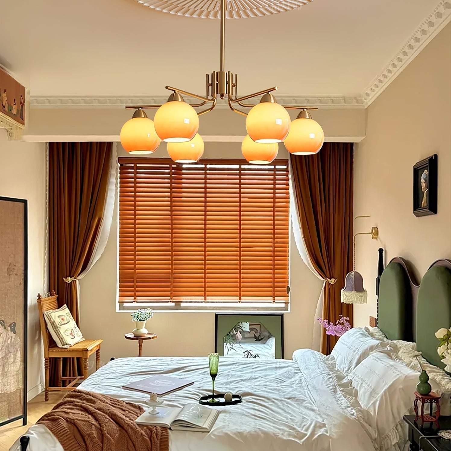 Lustra Kronleuchter Messing Karamell Globus Minimalist-Letslighting