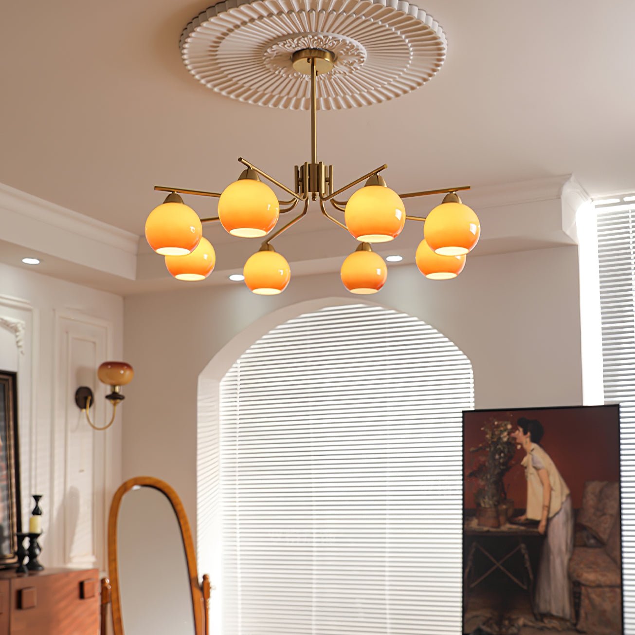 Lustra Kronleuchter Messing Karamell Globus Minimalist-Letslighting
