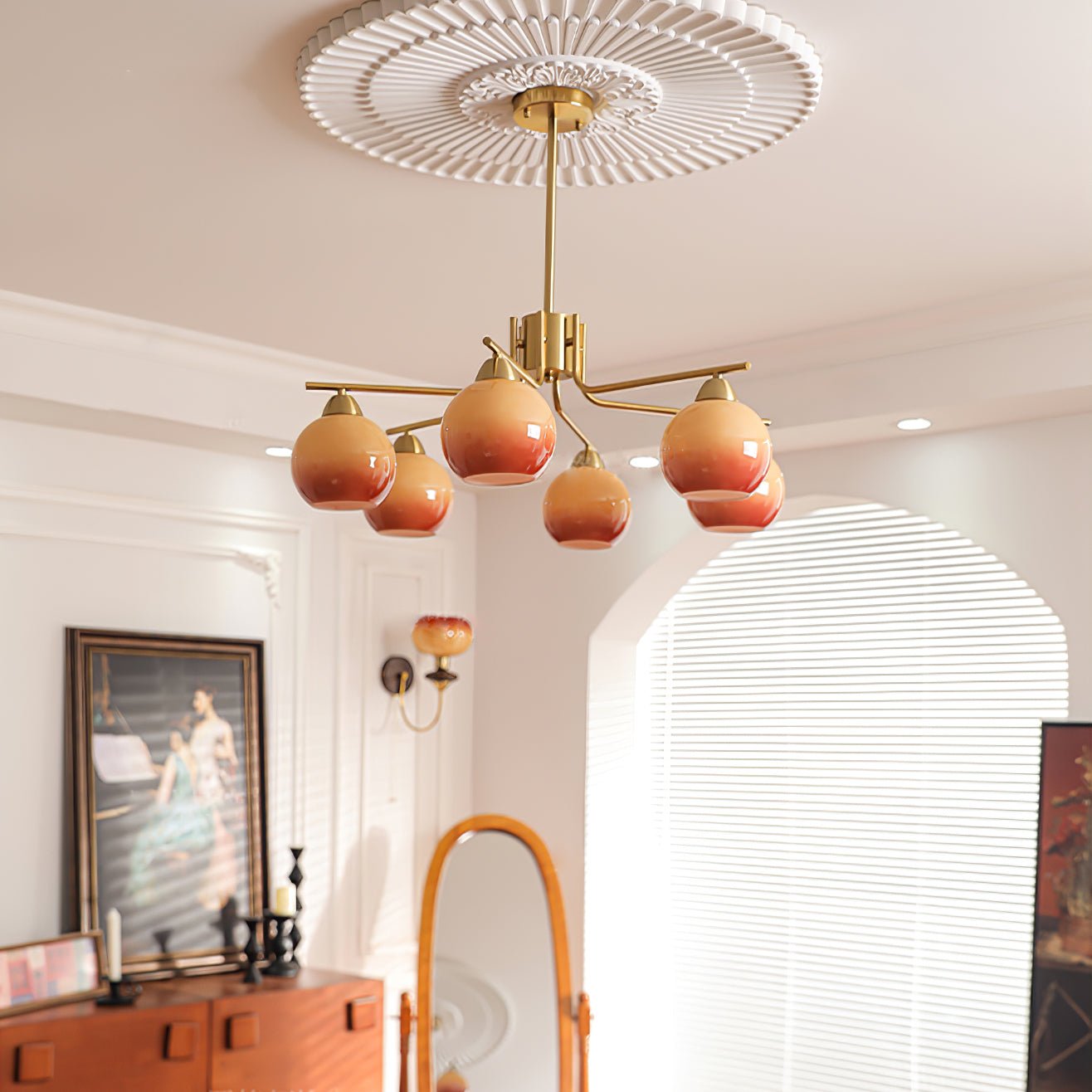 Lustra Kronleuchter Messing Karamell Globus Minimalist-Letslighting