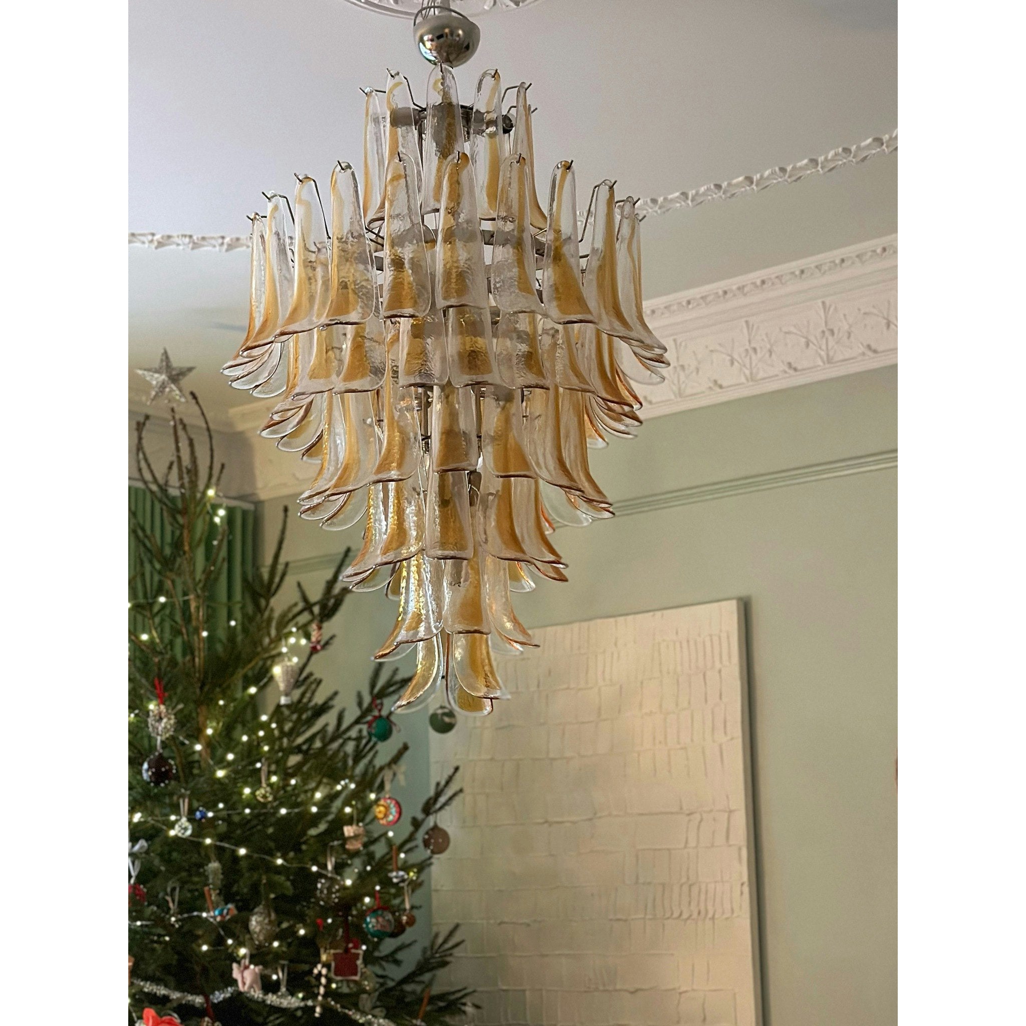 Zinc Postmodern Luxury Petal Glass Metal Chandelier - Letslighting