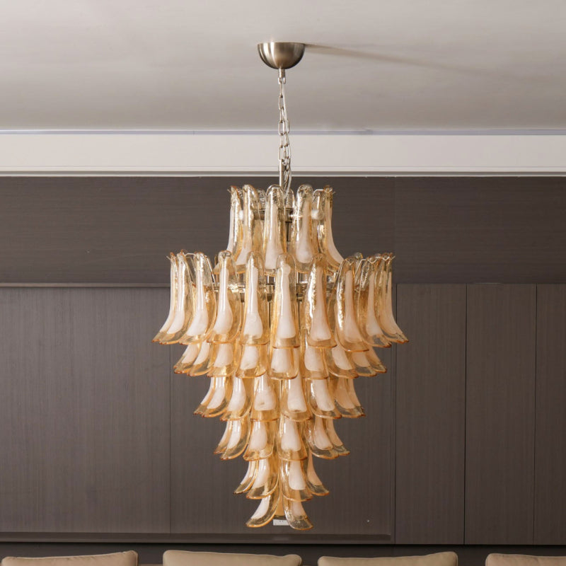 Zinc Postmodern Luxury Petal Glass Metal Chandelier - Letslighting