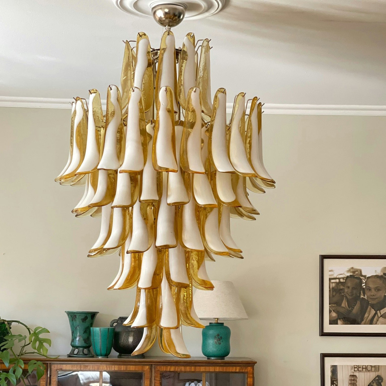 Zinc Postmodern Luxury Petal Glass Metal Chandelier - Letslighting