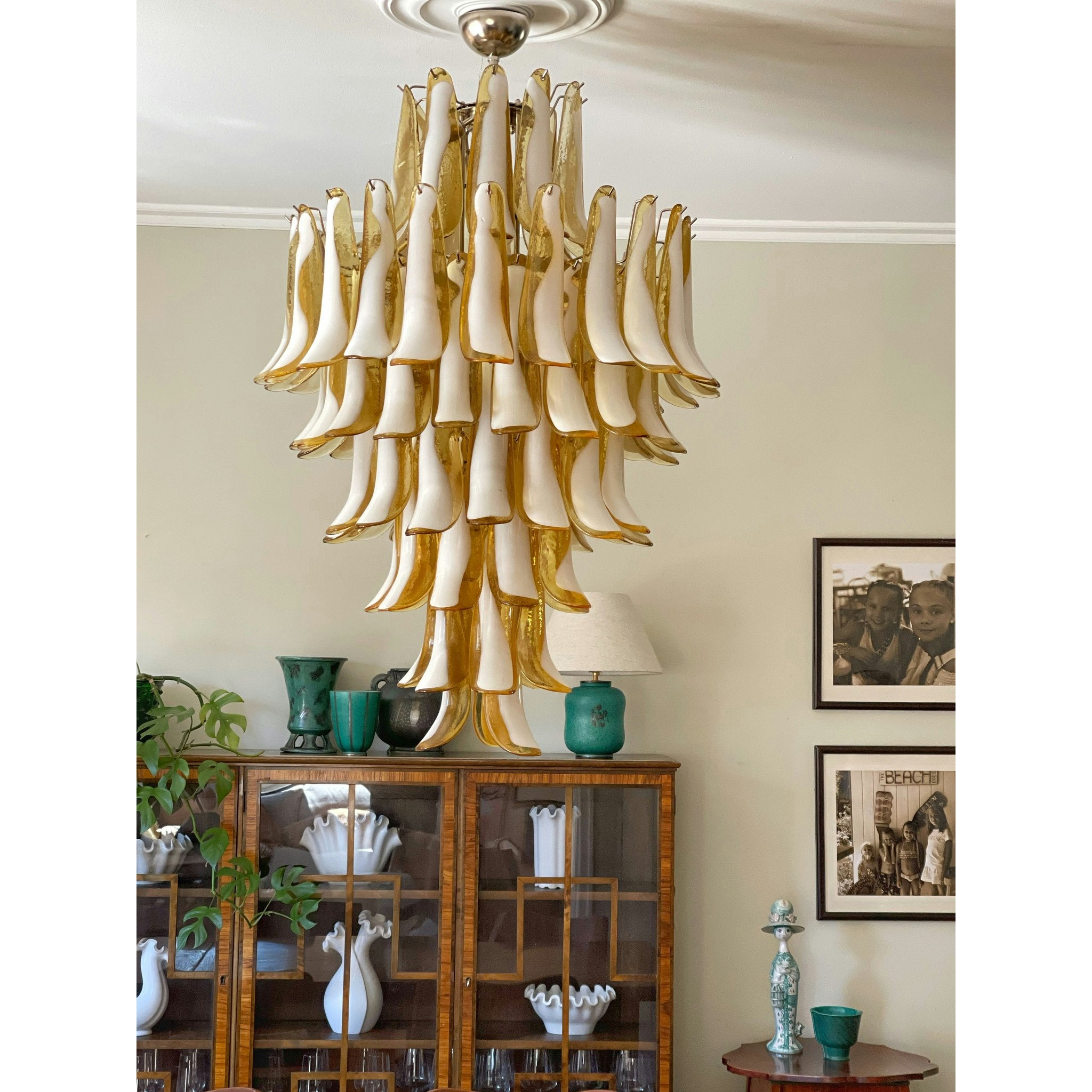 Zinc Postmodern Luxury Petal Glass Metal Chandelier - Letslighting