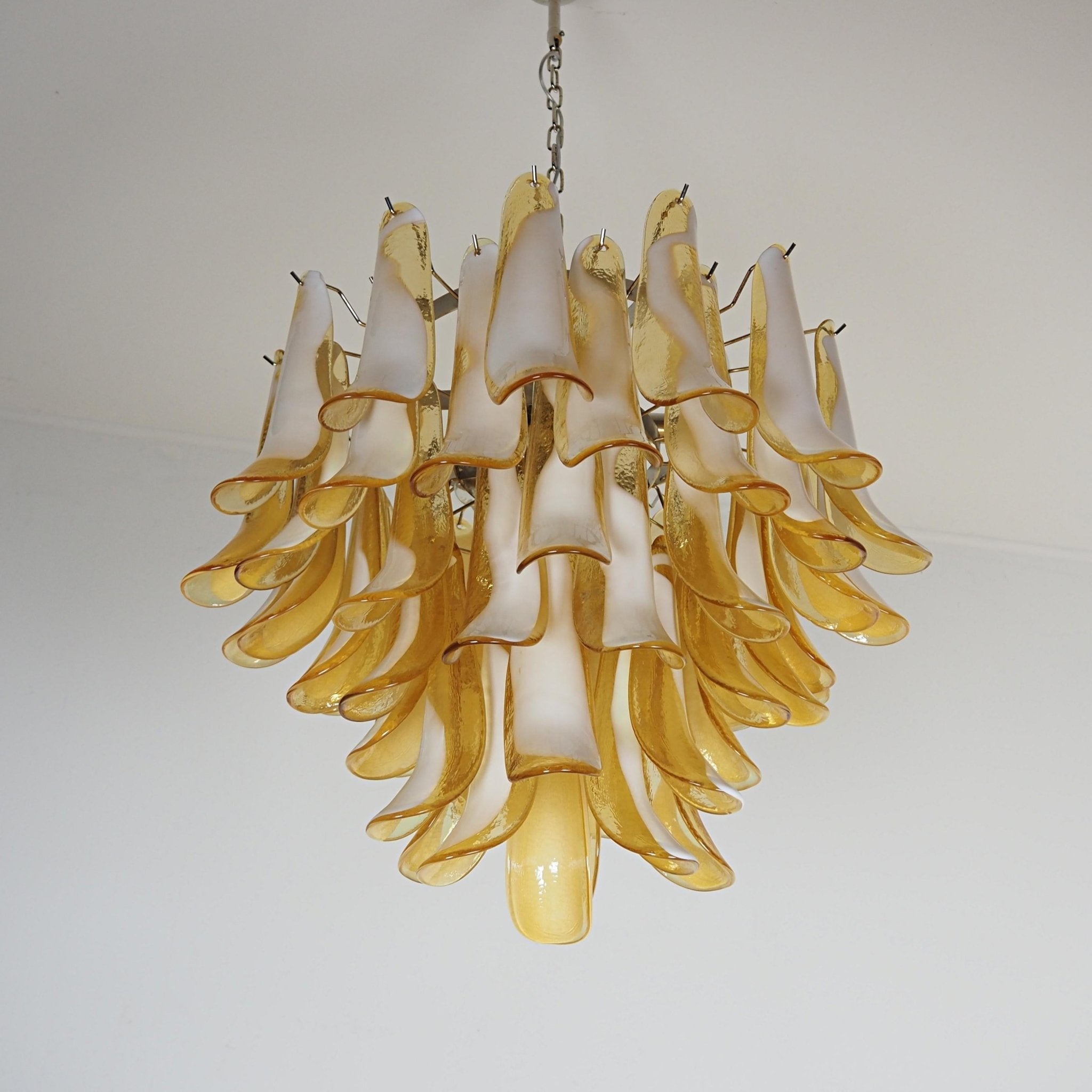 Aurora Chandelier Amber Murano Glass Petals Layered - Neutralighting