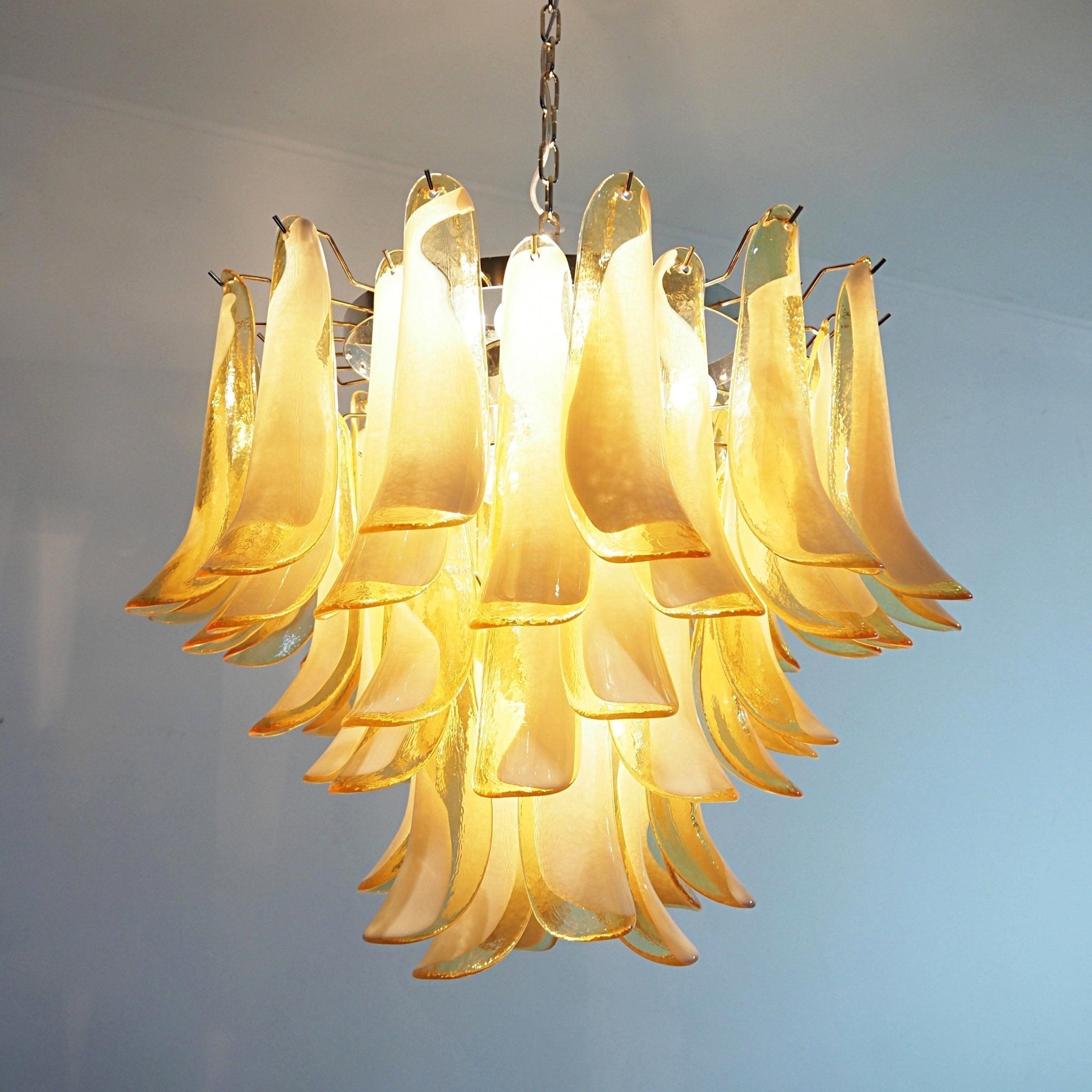 Aurora Chandelier Amber Murano Glass Petals Layered - Neutralighting