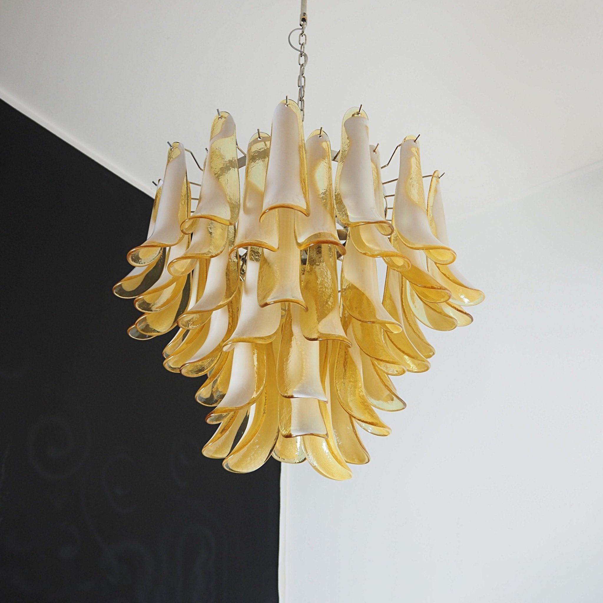 Aurora Chandelier Amber Murano Glass Petals Layered - Neutralighting