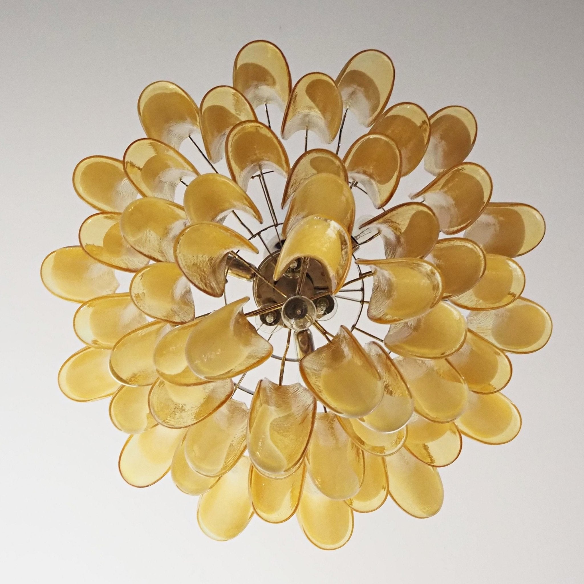 Aurora Chandelier Amber Murano Glass Petals Layered - Neutralighting