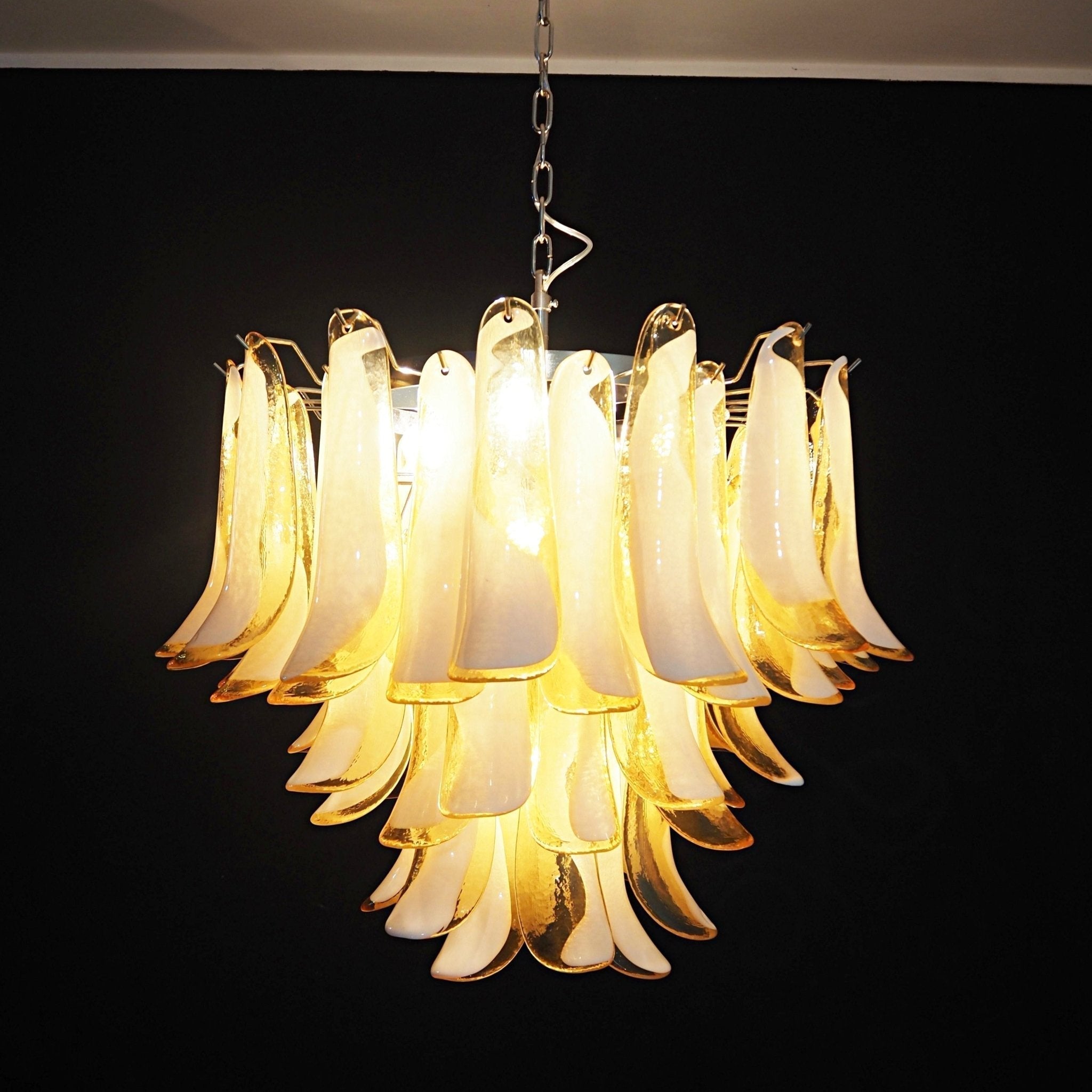 Aurora Chandelier Amber Murano Glass Petals Layered - Neutralighting