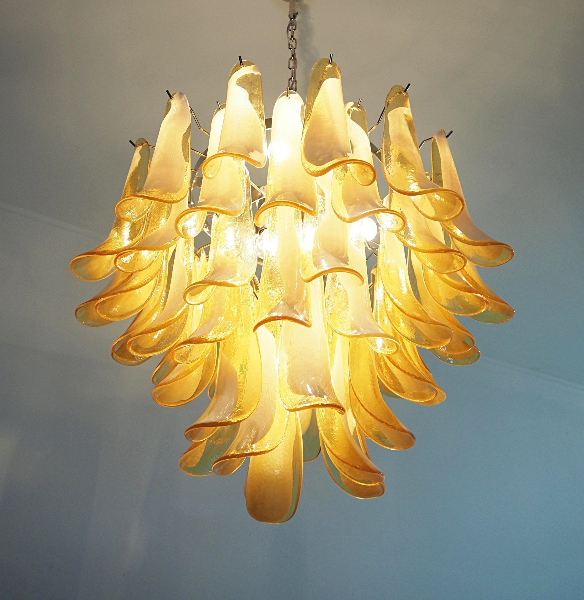 Aurora Chandelier Amber Murano Glass Petals Layered - Neutralighting
