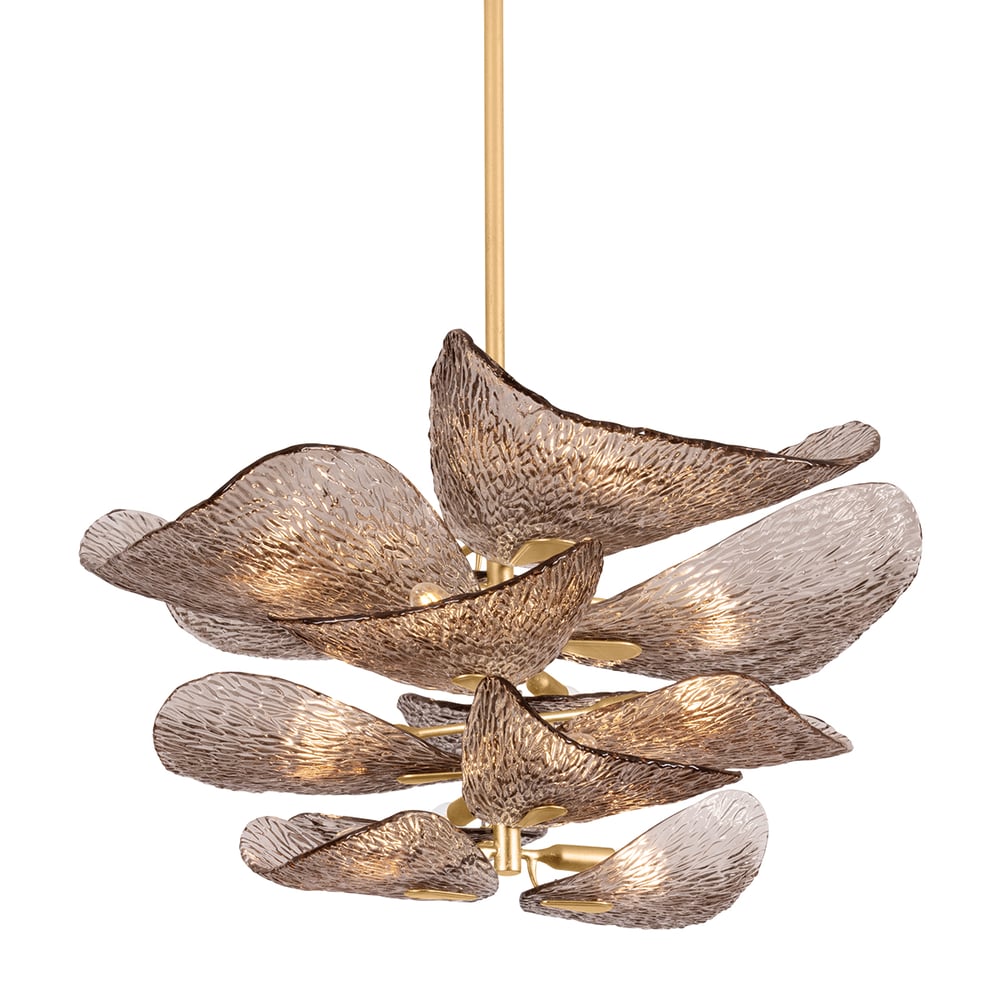 Aurora Chandelier Cardiff Piastra Glass Petal Layered Bronze - Neutralighting