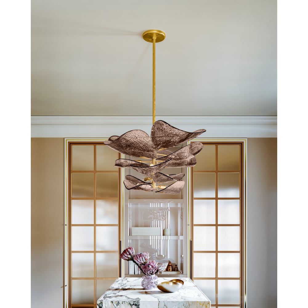 Aurora Chandelier Cardiff Piastra Glass Petal Layered Bronze - Neutralighting