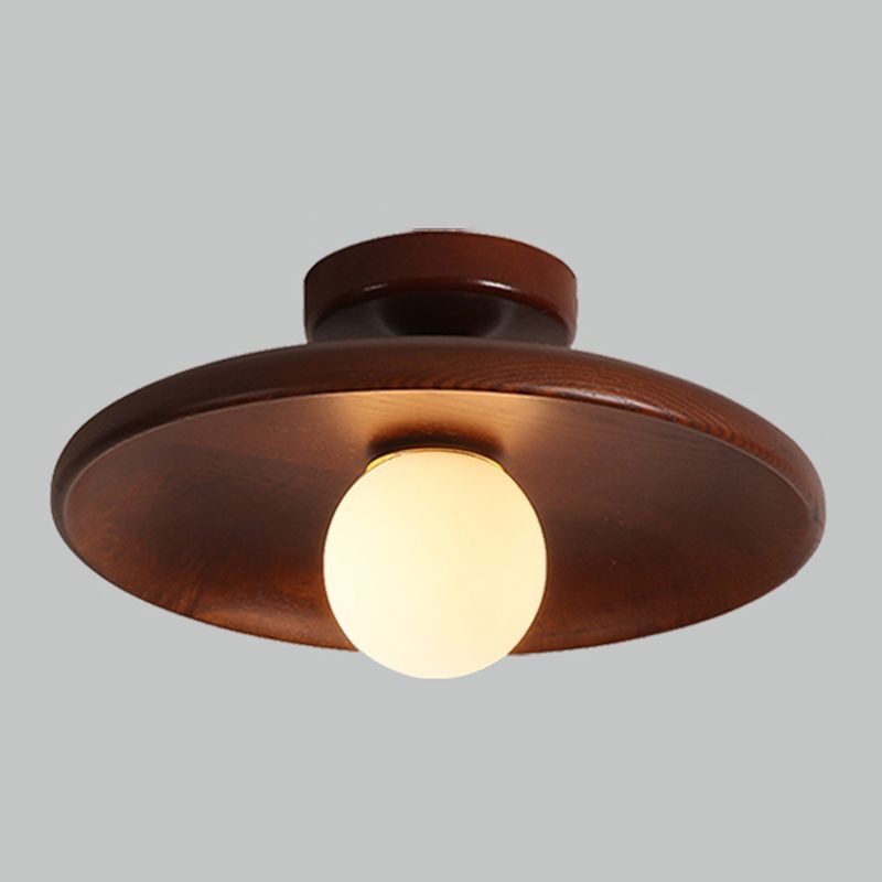 Arisha Modern LED Deckenleuchte Natur/Walnuss, Wohnzimmer, Glas Holz