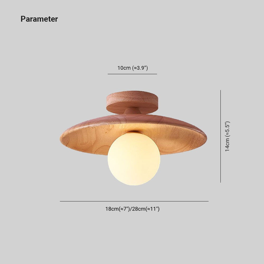 Arisha Modern LED Deckenleuchte Natur/Walnuss, Wohnzimmer, Glas Holz