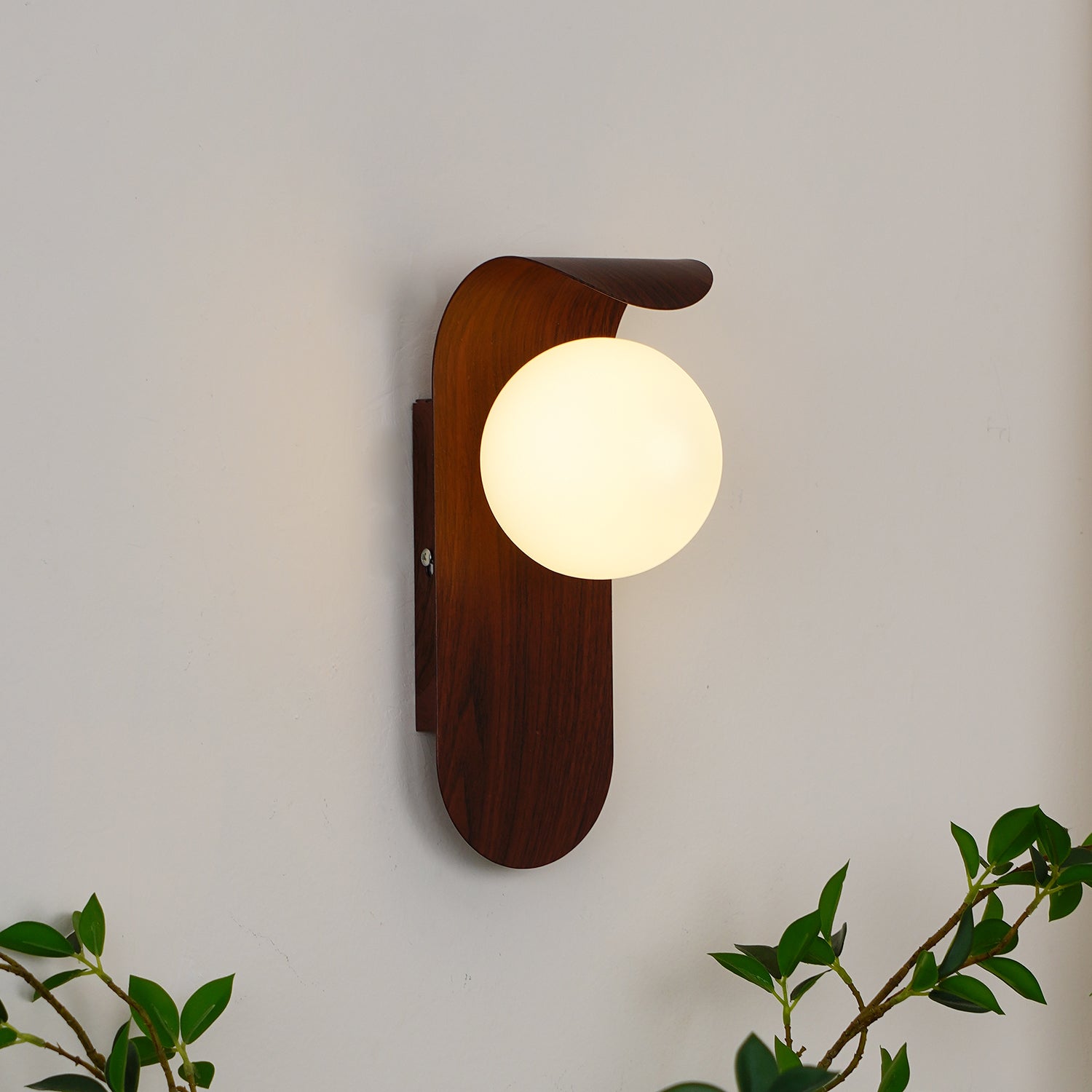 Exuro Wandleuchte für den Innenbereich aus Holz / Nussbaum