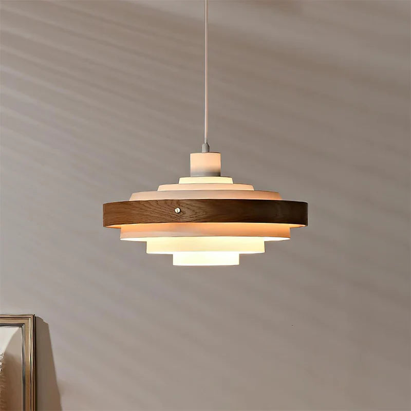 Muto Modern Round Pendant Light Wood