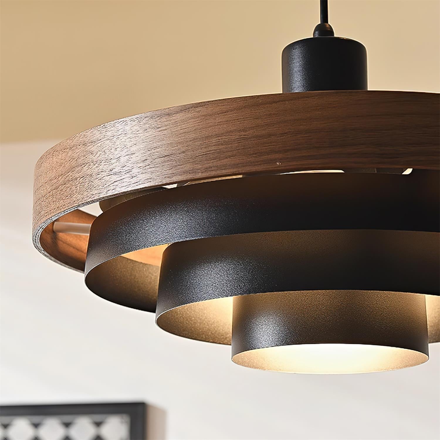 Muto Modern Round Pendant Light Wood