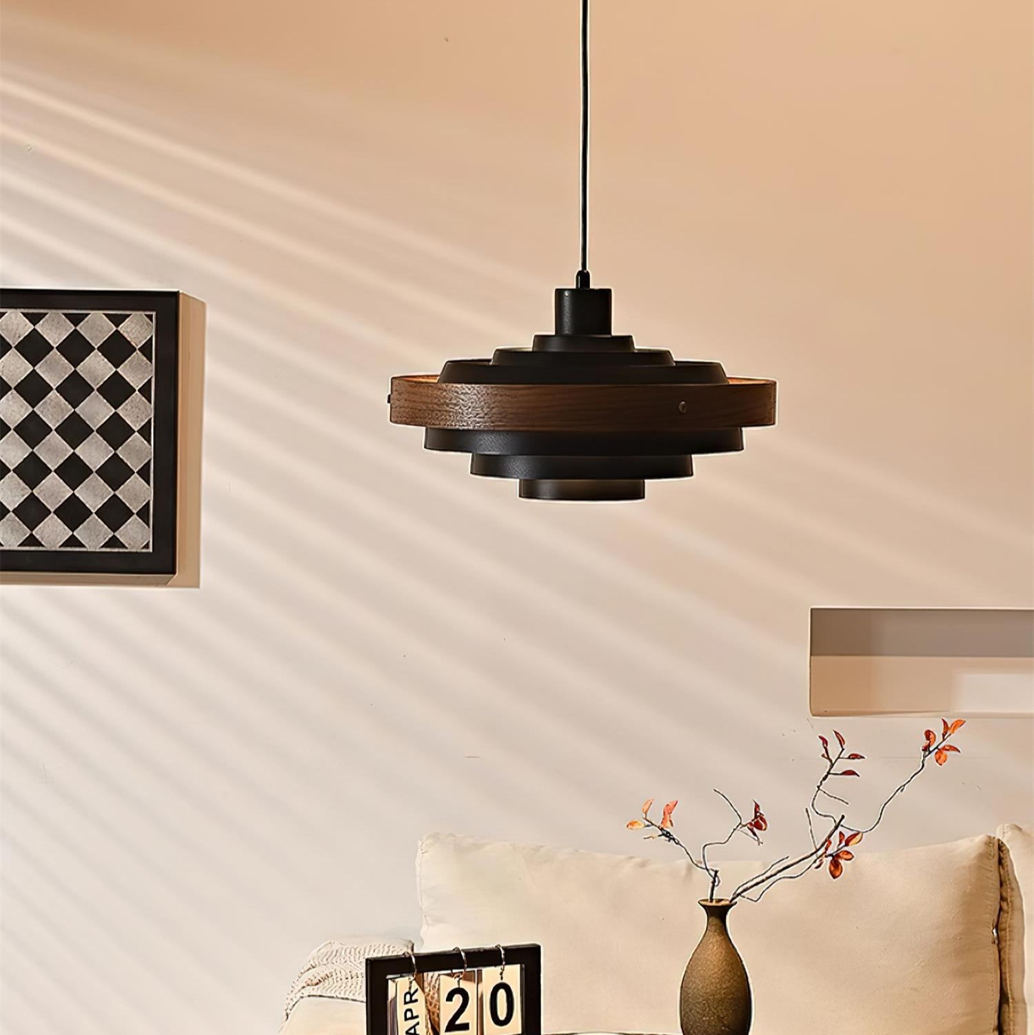 Muto Modern Round Pendant Light Wood