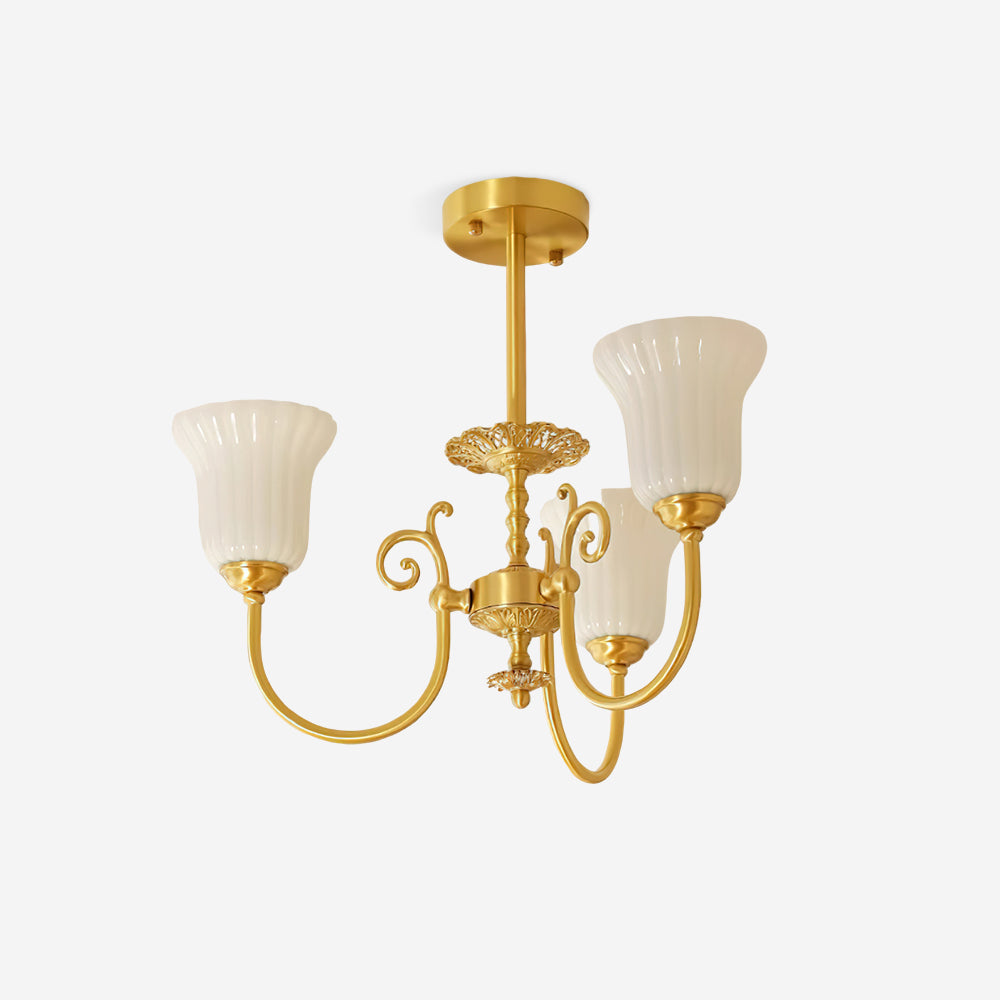 Alto Kronleuchter Messing Arme Weißes Glas-Letslighting