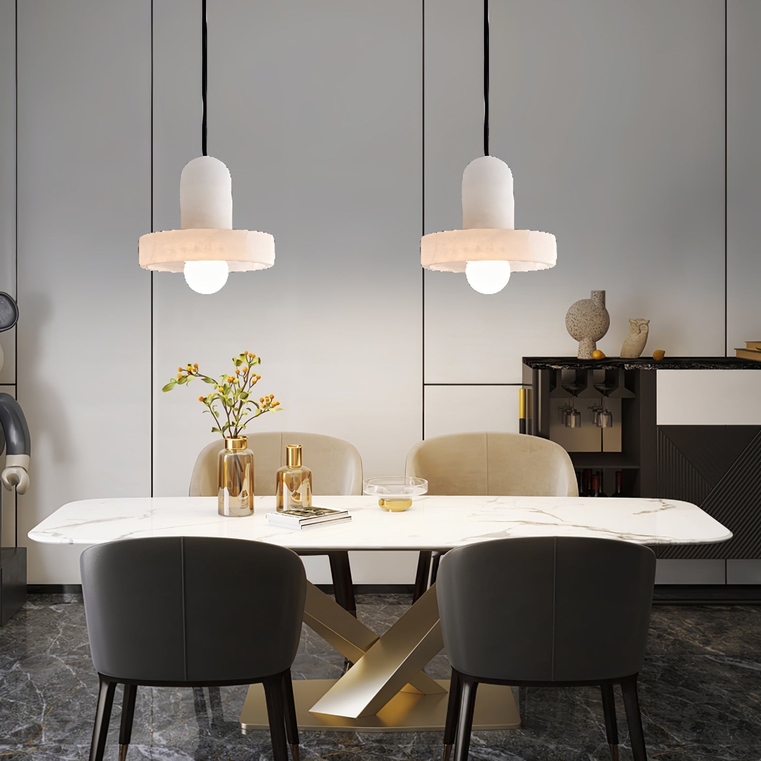 Lyvynos Stacked Alabaster Pendant Light - Blowlighting
