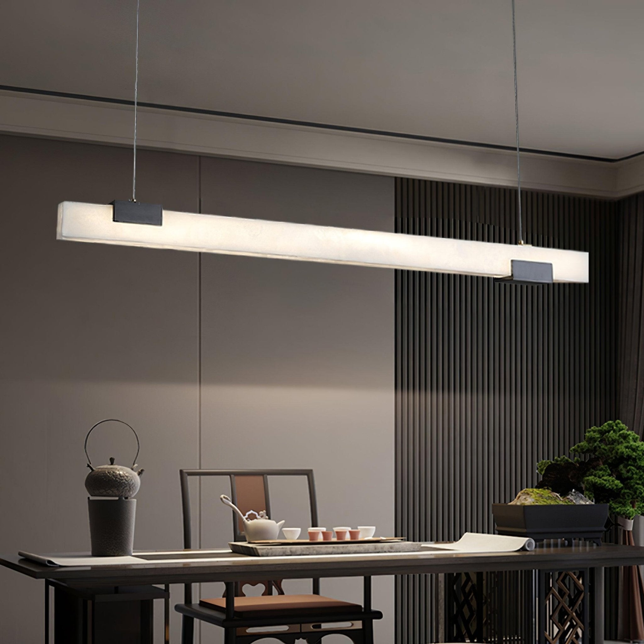 Kaelen Minimalist Alabaster Linear Pendant Light - Neutralighting