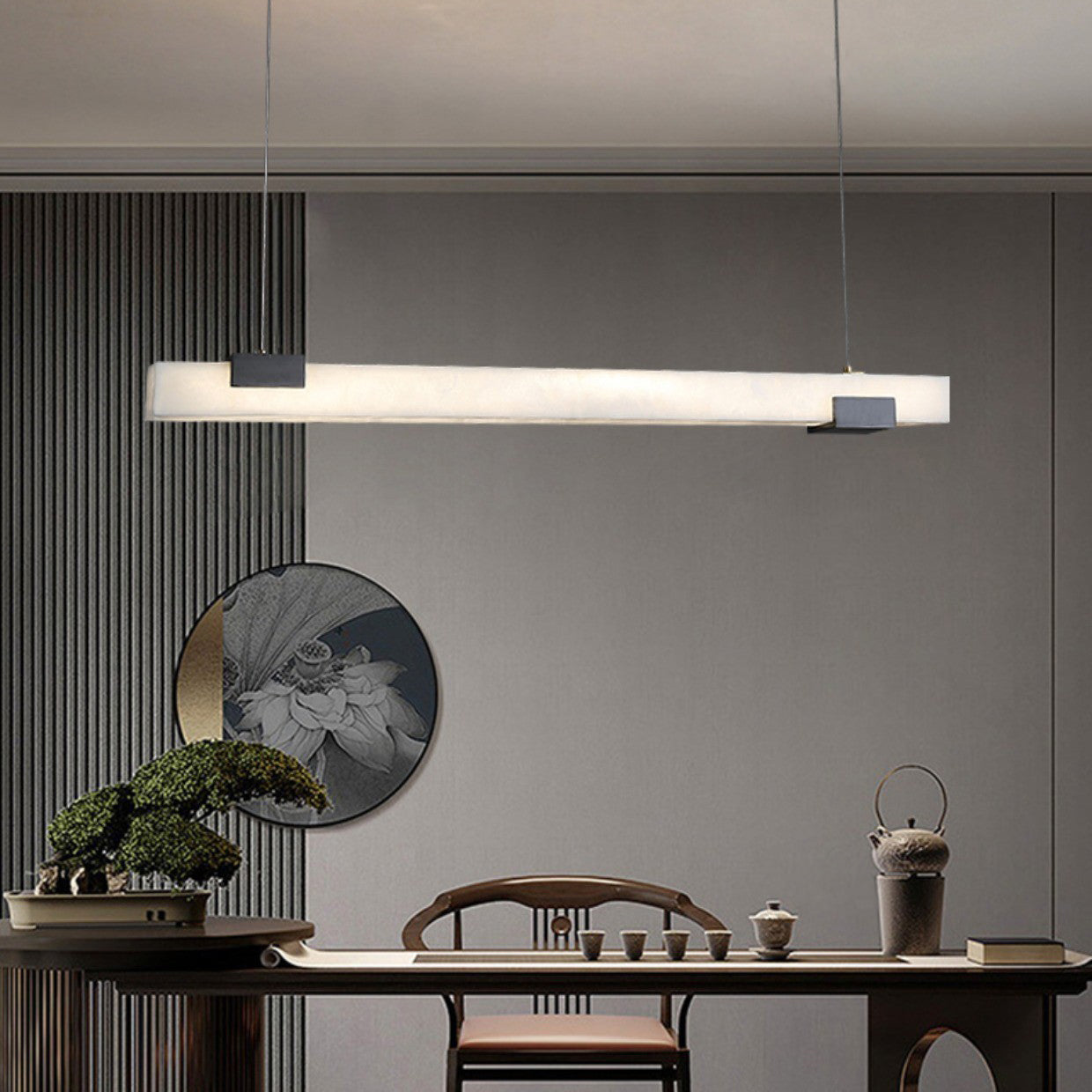 Avert Modern Minimalist Brass Alabaster Pendant Light - Letslighting