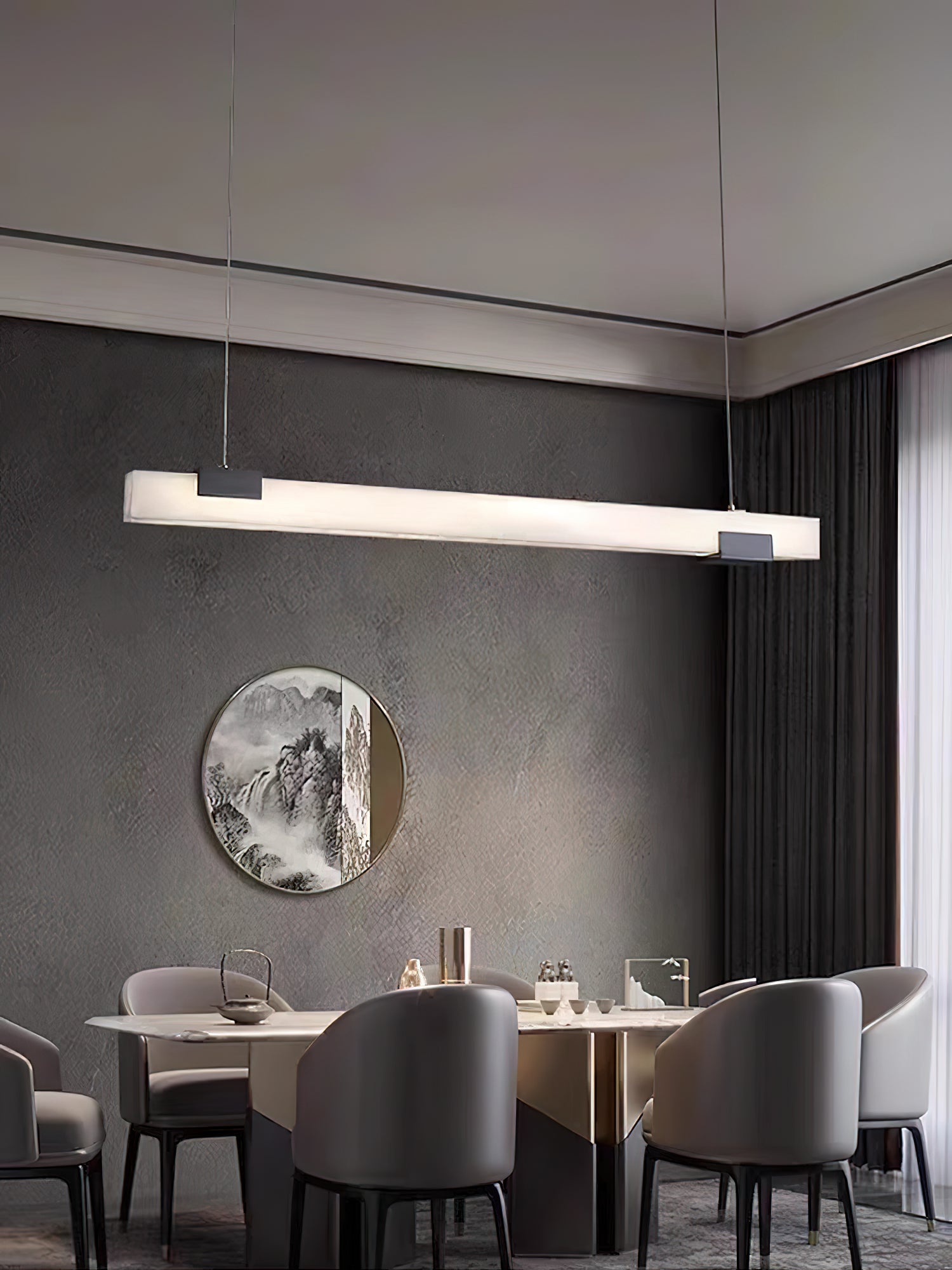 Avert Modern Minimalist Brass Alabaster Pendant Light - Letslighting