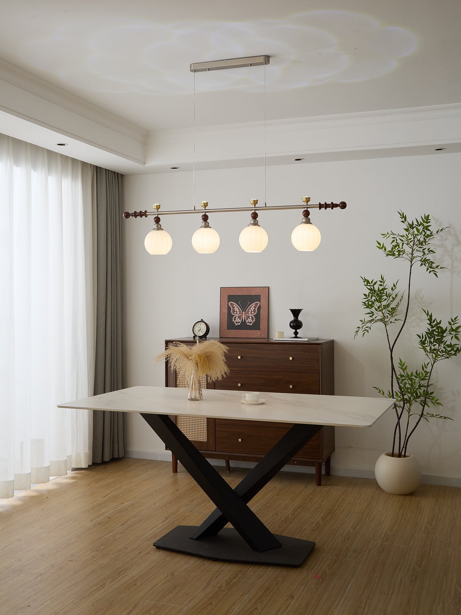 Otheia Eleganz Vintage Linear Holz Pendelleuchte-Letslighting