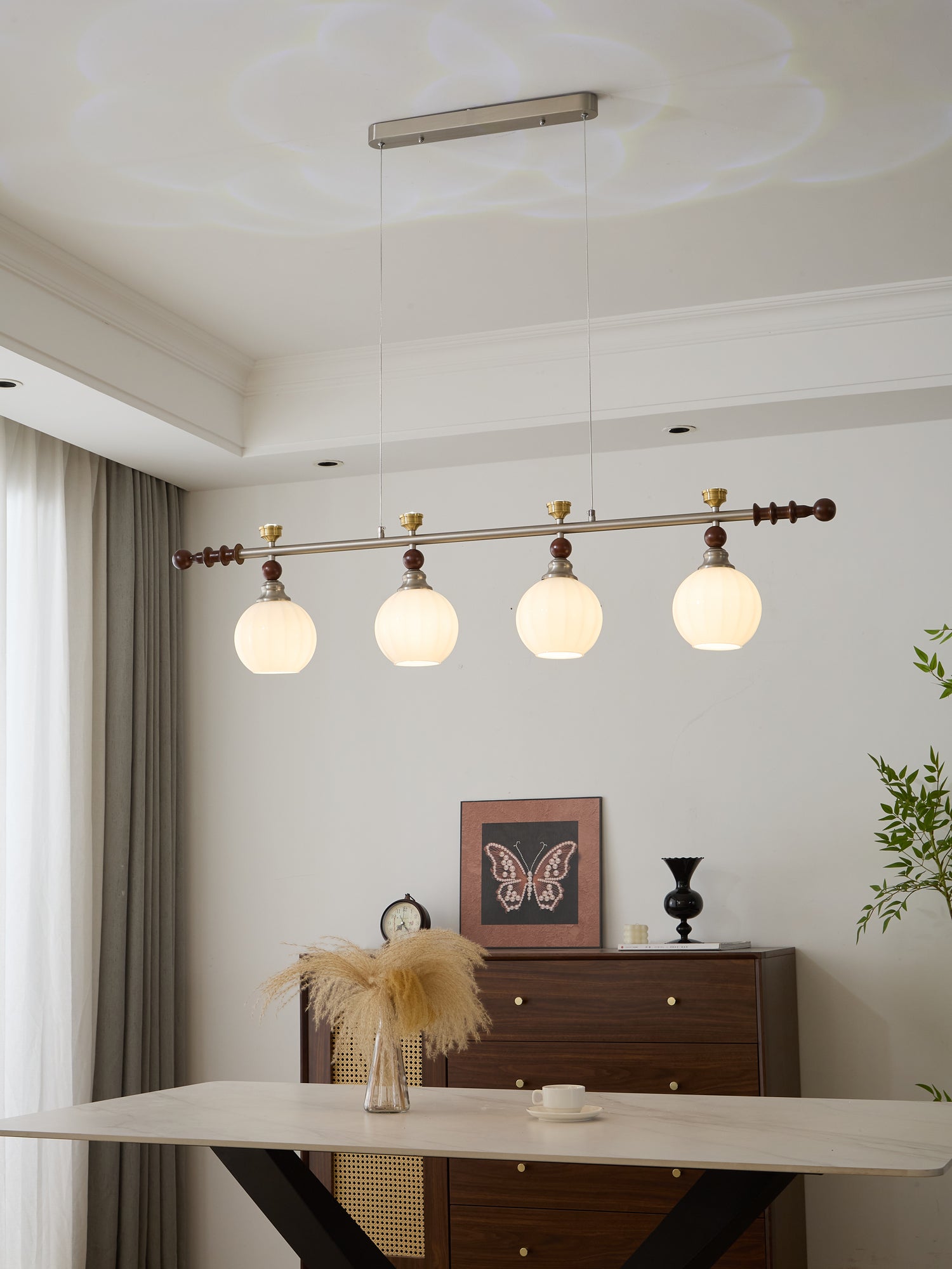Otheia Eleganz Vintage Linear Holz Pendelleuchte-Letslighting