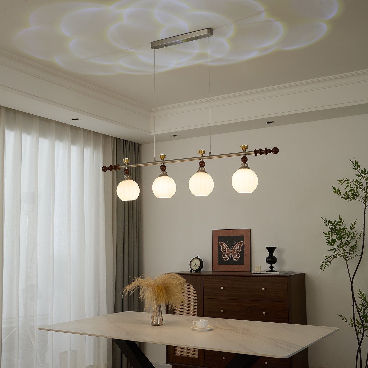 Otheia Eleganz Vintage Linear Holz Pendelleuchte-Letslighting