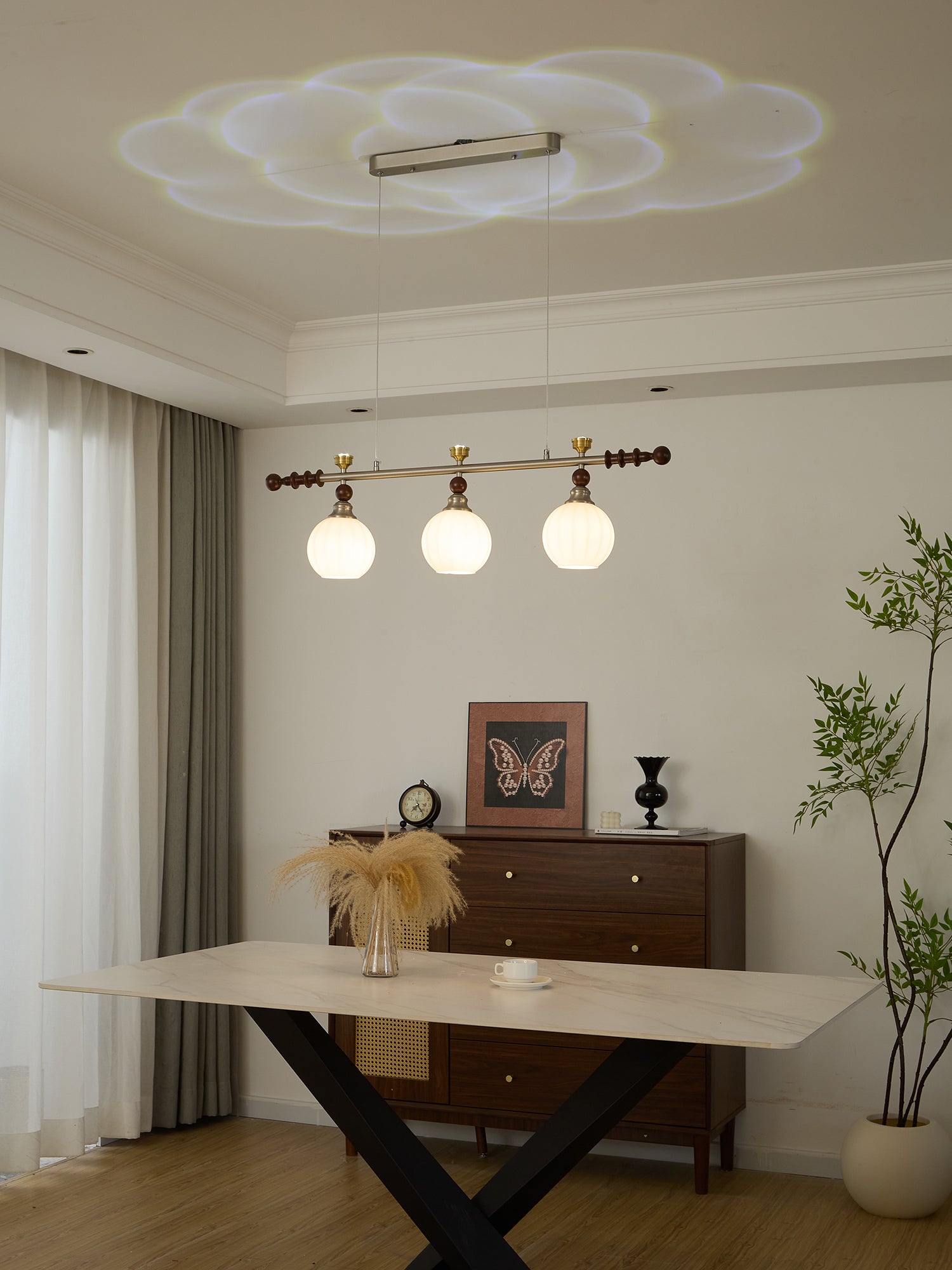 Otheia Eleganz Vintage Linear Holz Pendelleuchte-Letslighting