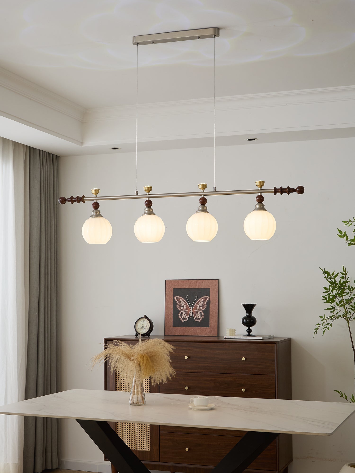 Otheia Eleganz Vintage Linear Holz Pendelleuchte-Letslighting