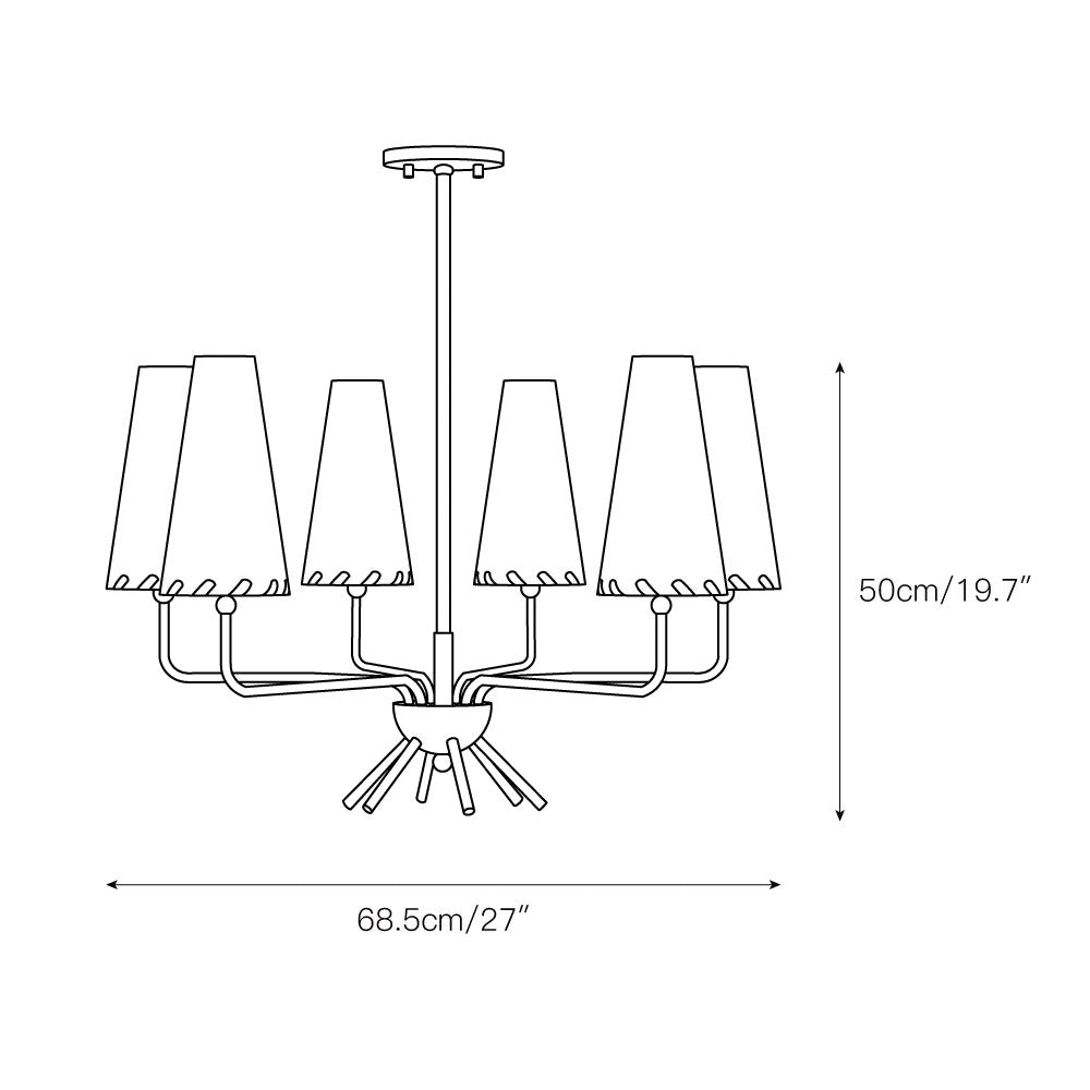 Haven Vintage Mid-Century Messing-Stoff-Kronleuchter-Letslighting