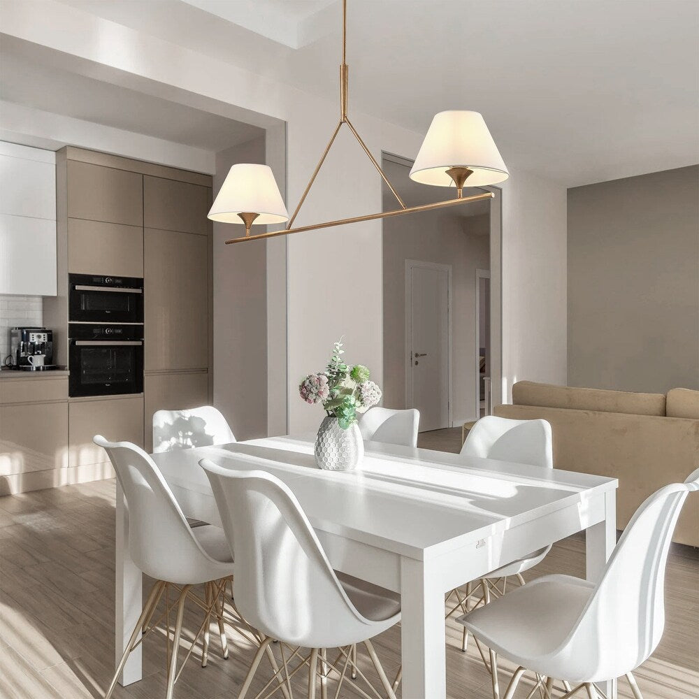 Keen Linearer Moderner Eleganter Messing-Stoff-Kronleuchter-Letslighting