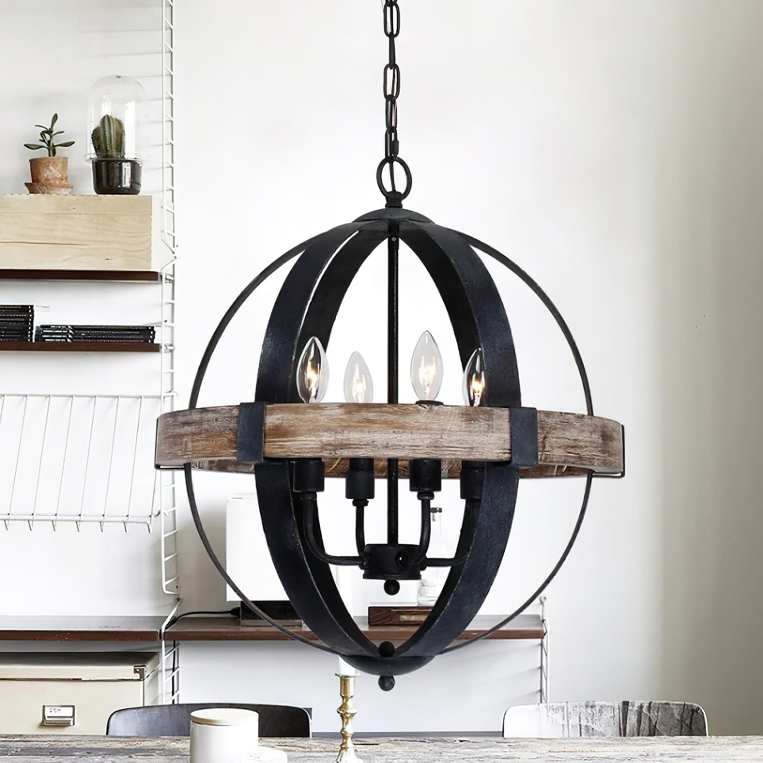 Luxe Vintage Industrial Holz Pendelleuchte-Letslighting