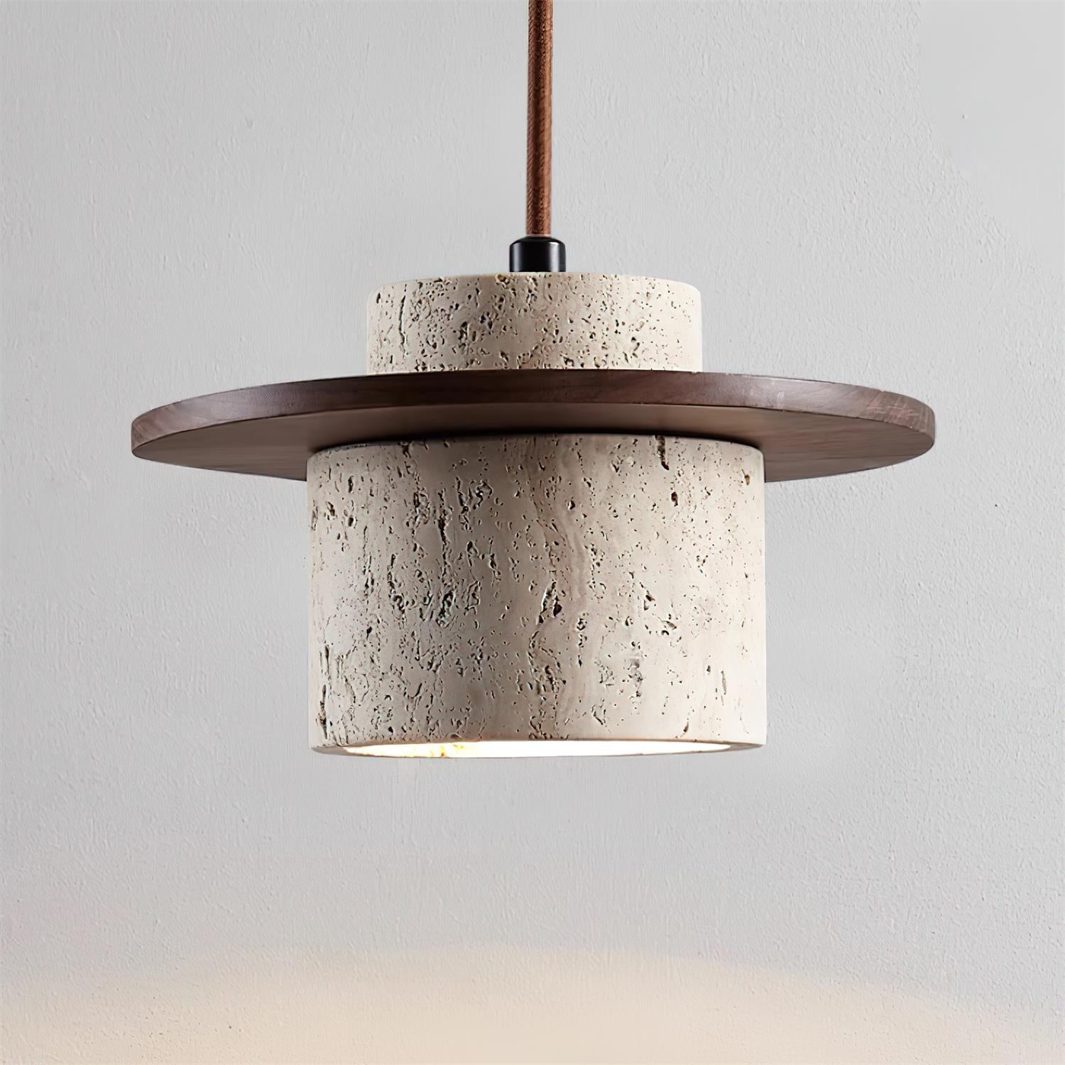 Ritta Wall Lamp Travertine Cylinder Walnut Wood - Letslighting