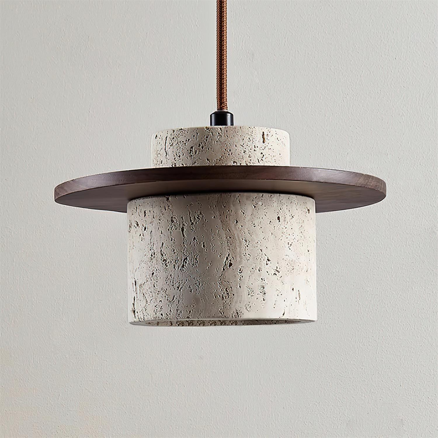 Ritta Wall Lamp Travertine Cylinder Walnut Wood - Letslighting
