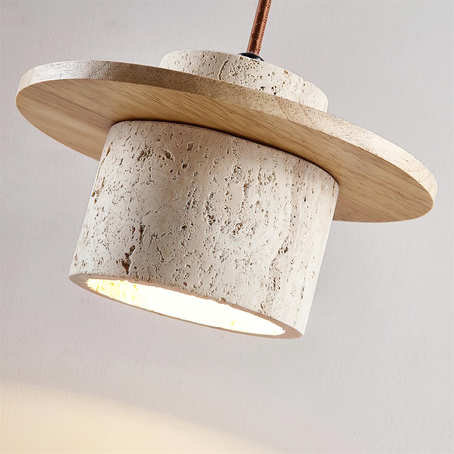 Ritta Wall Lamp Travertine Cylinder Walnut Wood - Letslighting