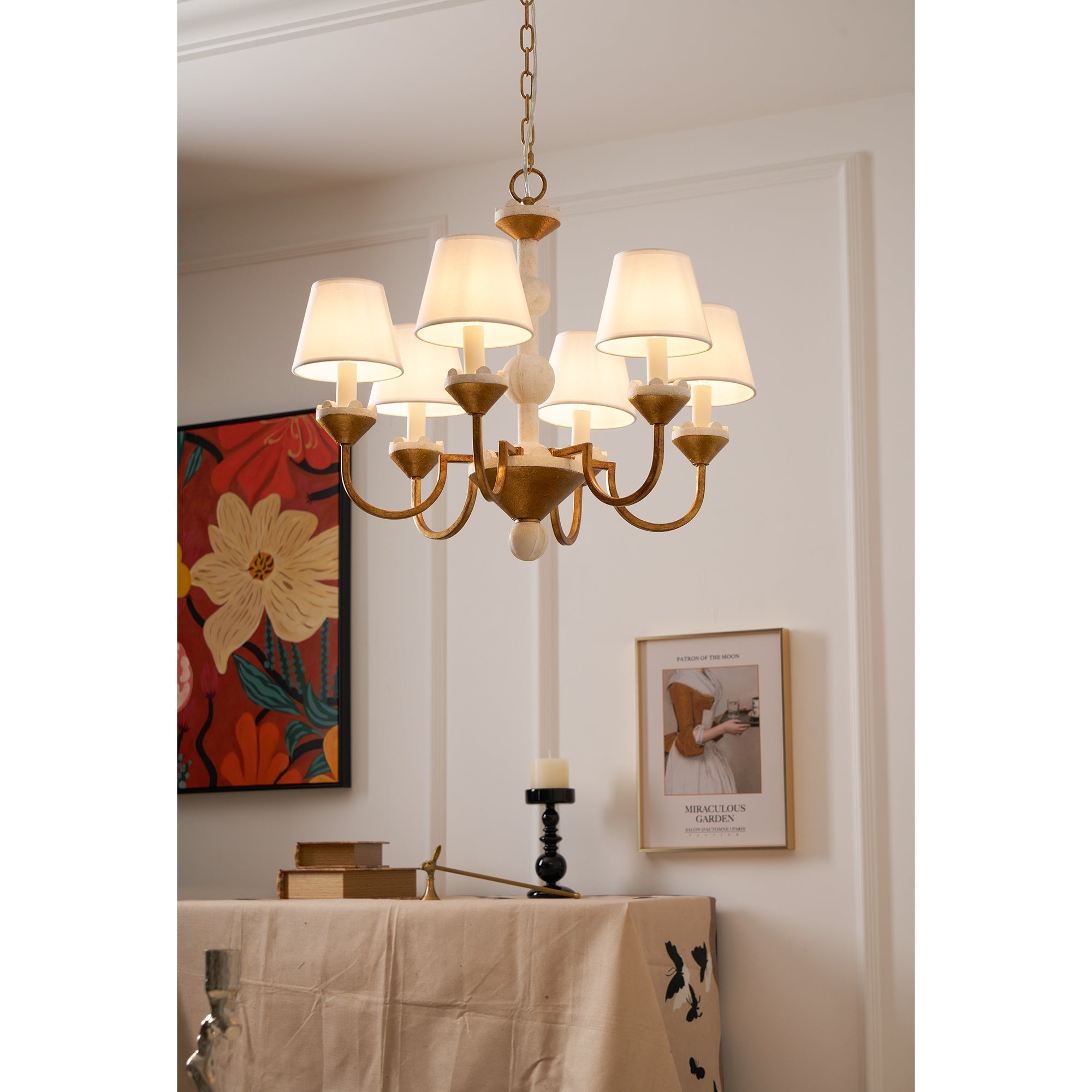 Quest Eleganter Vintage-Stoff-Kronleuchter-Letslighting