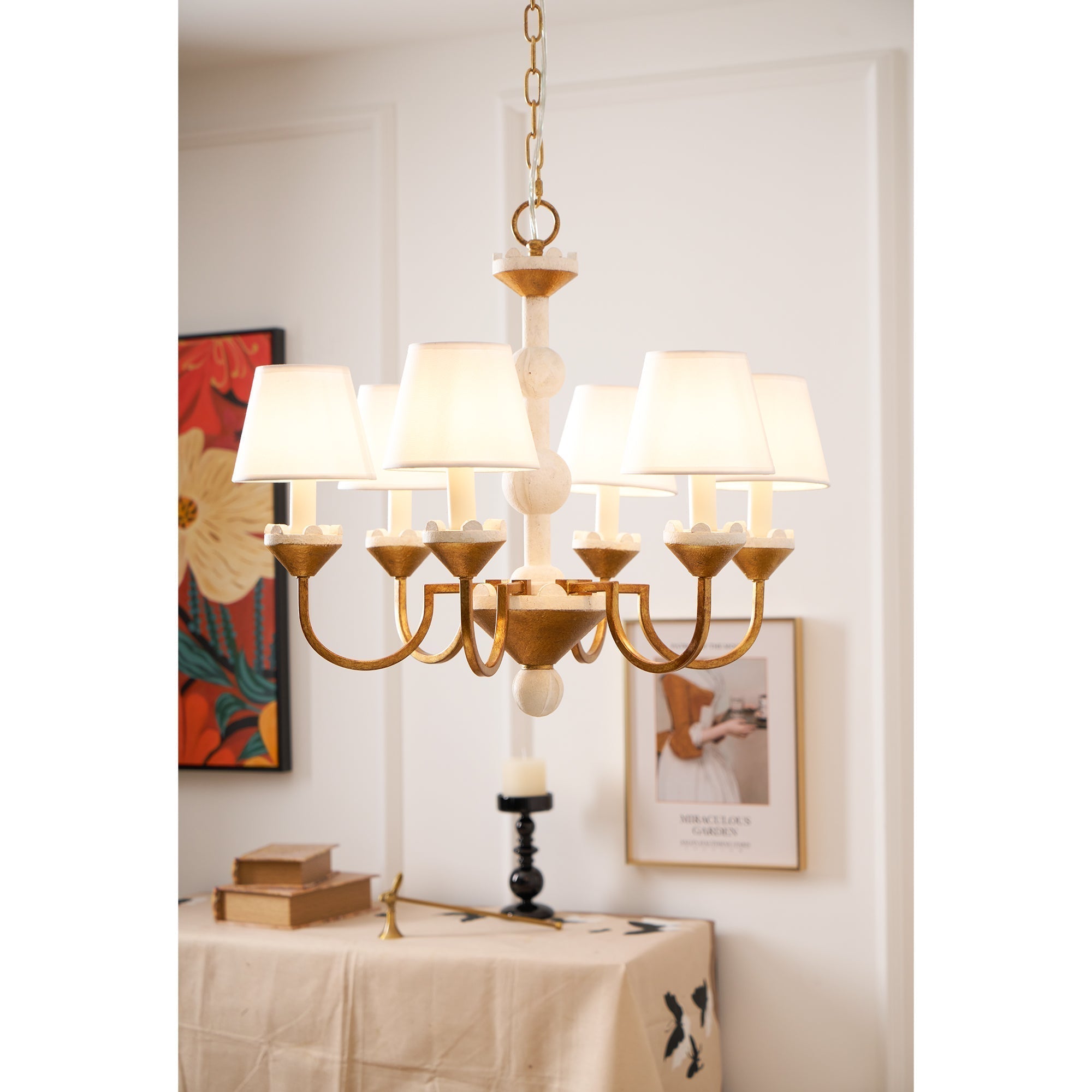 Quest Eleganter Vintage-Stoff-Kronleuchter-Letslighting