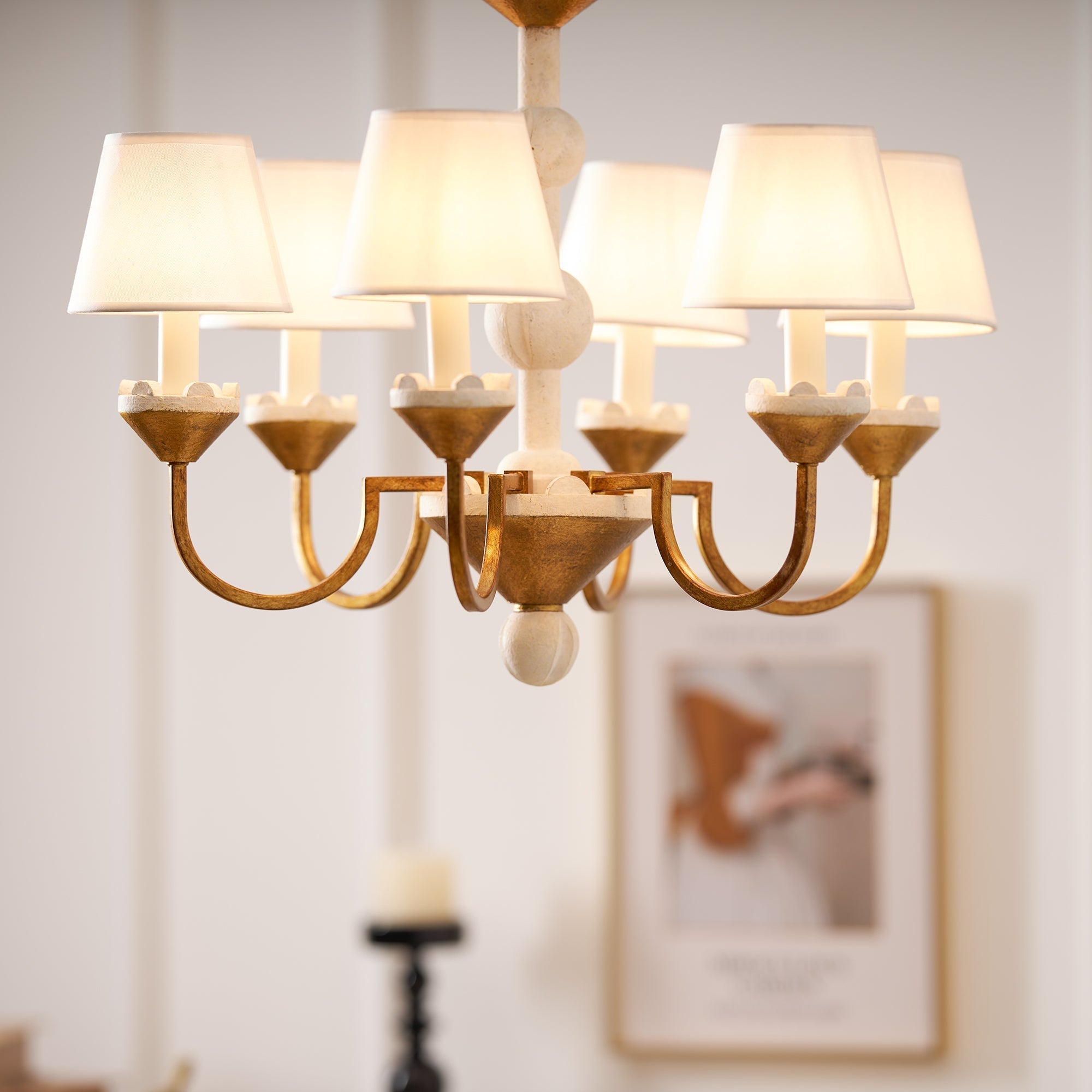 Quest Eleganter Vintage-Stoff-Kronleuchter-Letslighting