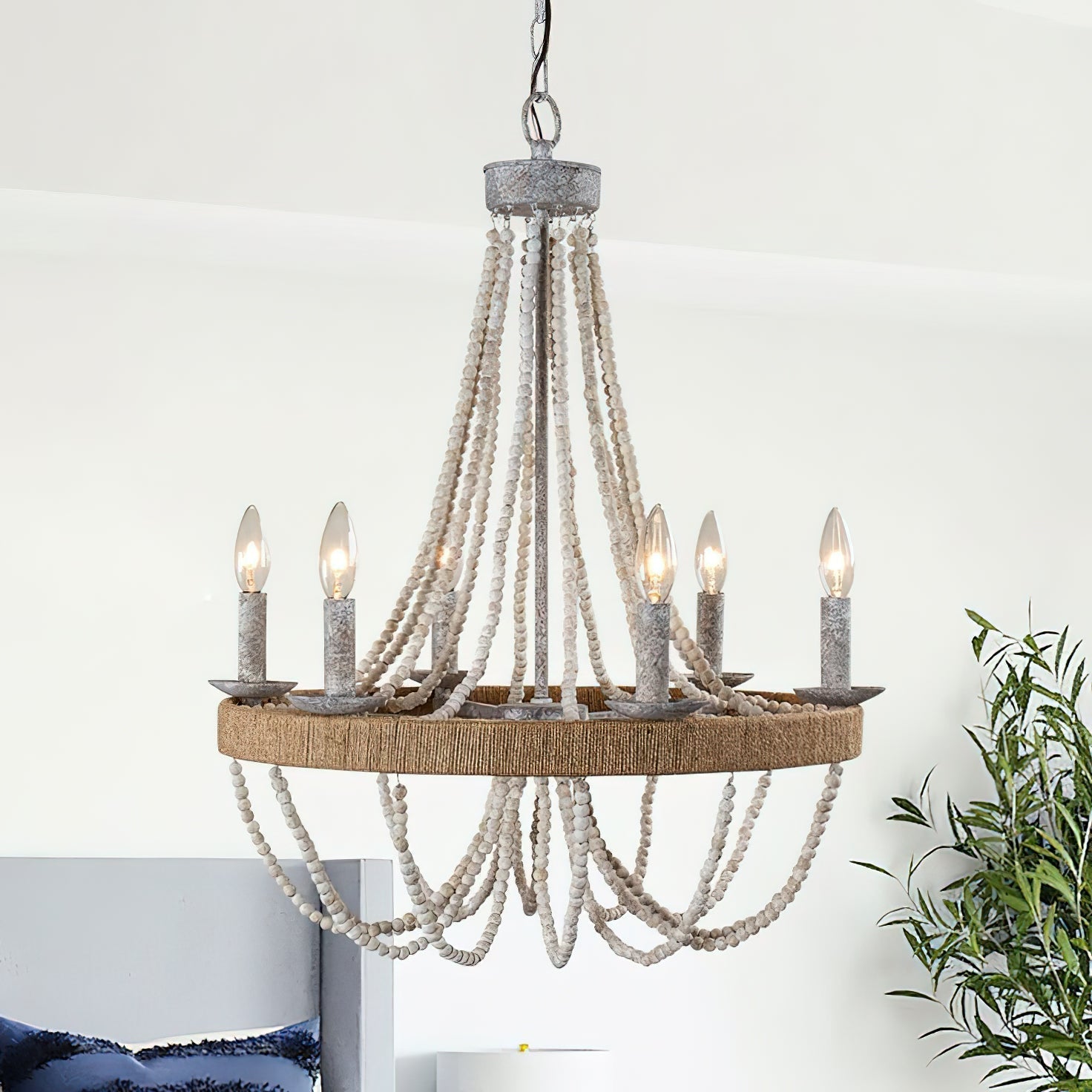 Rise Vintage Traditional Wooden Metal Chandelier - Letslighting