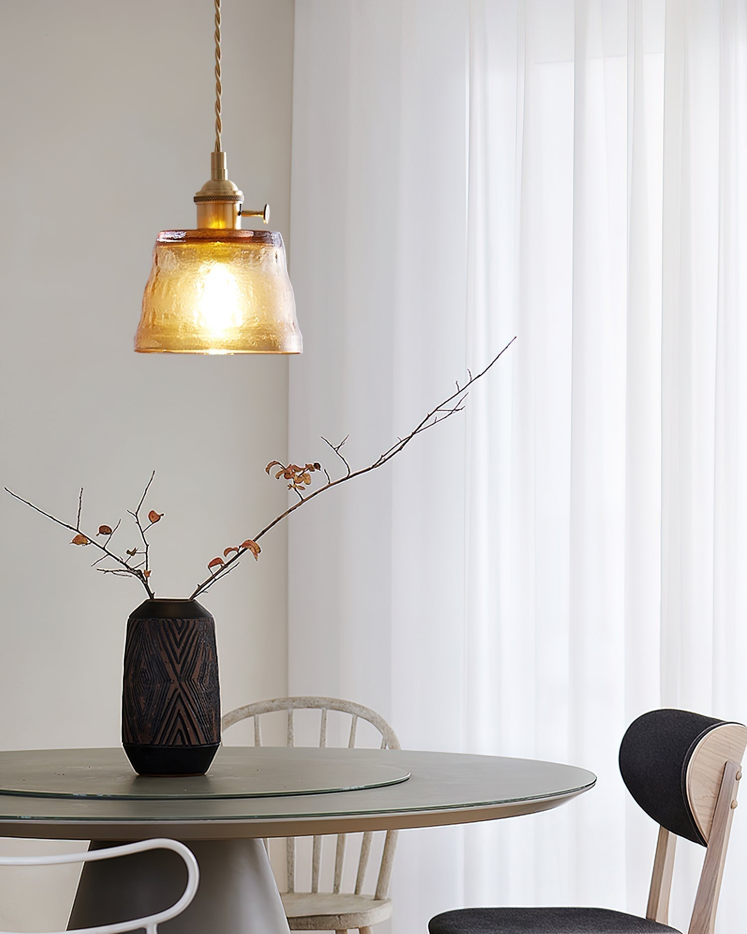 Tatum Messing Glas Vintage Pendelleuchte-Letslighting